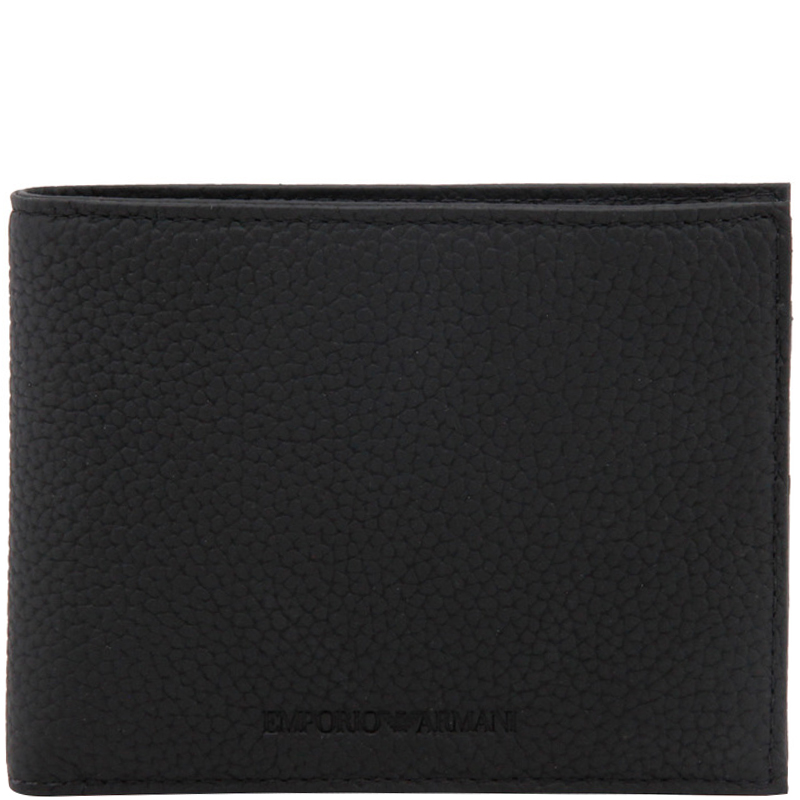 Emporio Armani Black Pebbled Leather Bifold Wallet