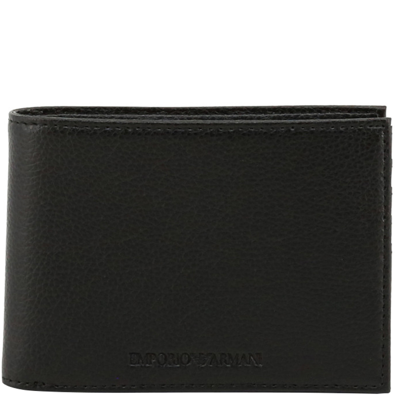 Pre Owned Emporio Armani Black Leather Bifold Wallet