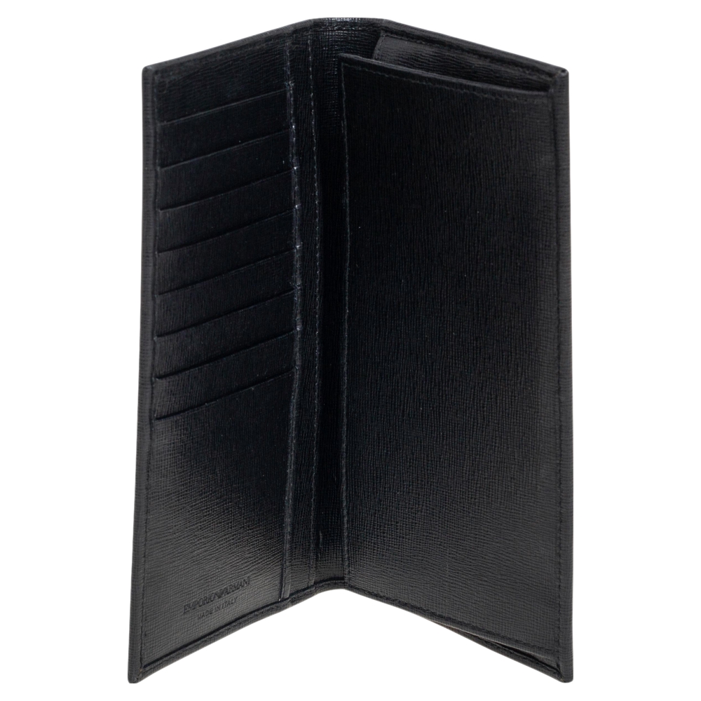 

Emporio Armani Black Leather Logo Vertical Bifold Wallet