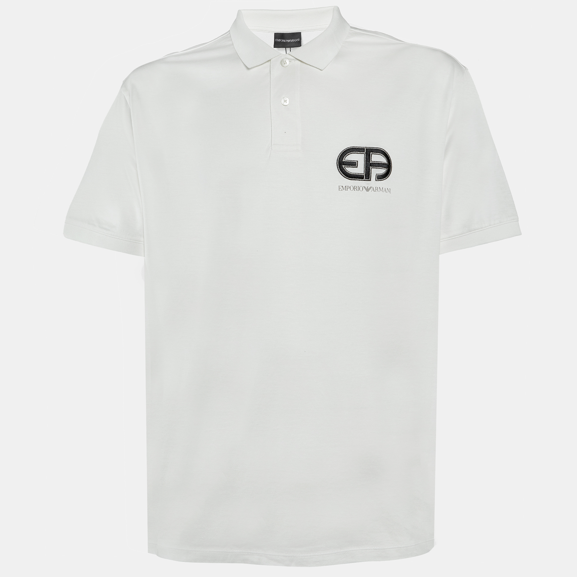 

Emporio Armani White Jersey Logo Embroidered Polo T-Shirt 3XL