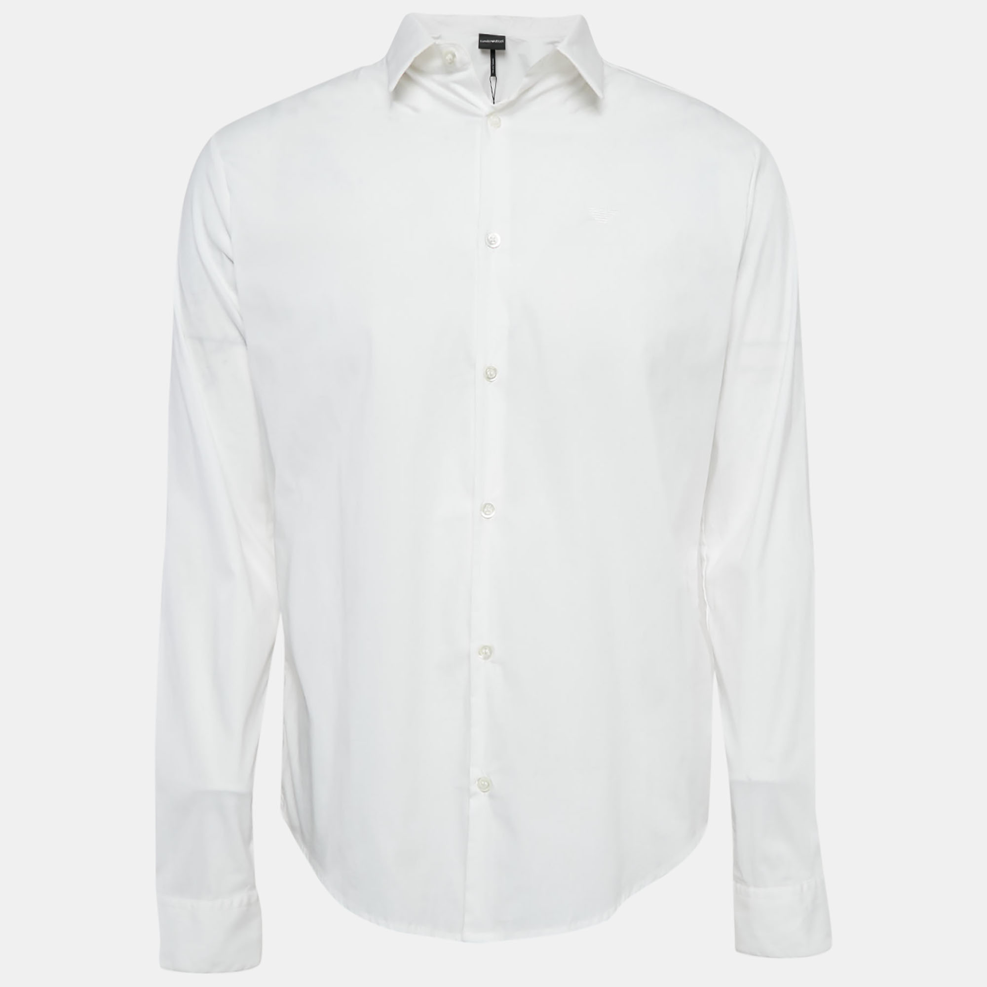 

Emporio Armani White Stretch Cotton Button Front Shirt L