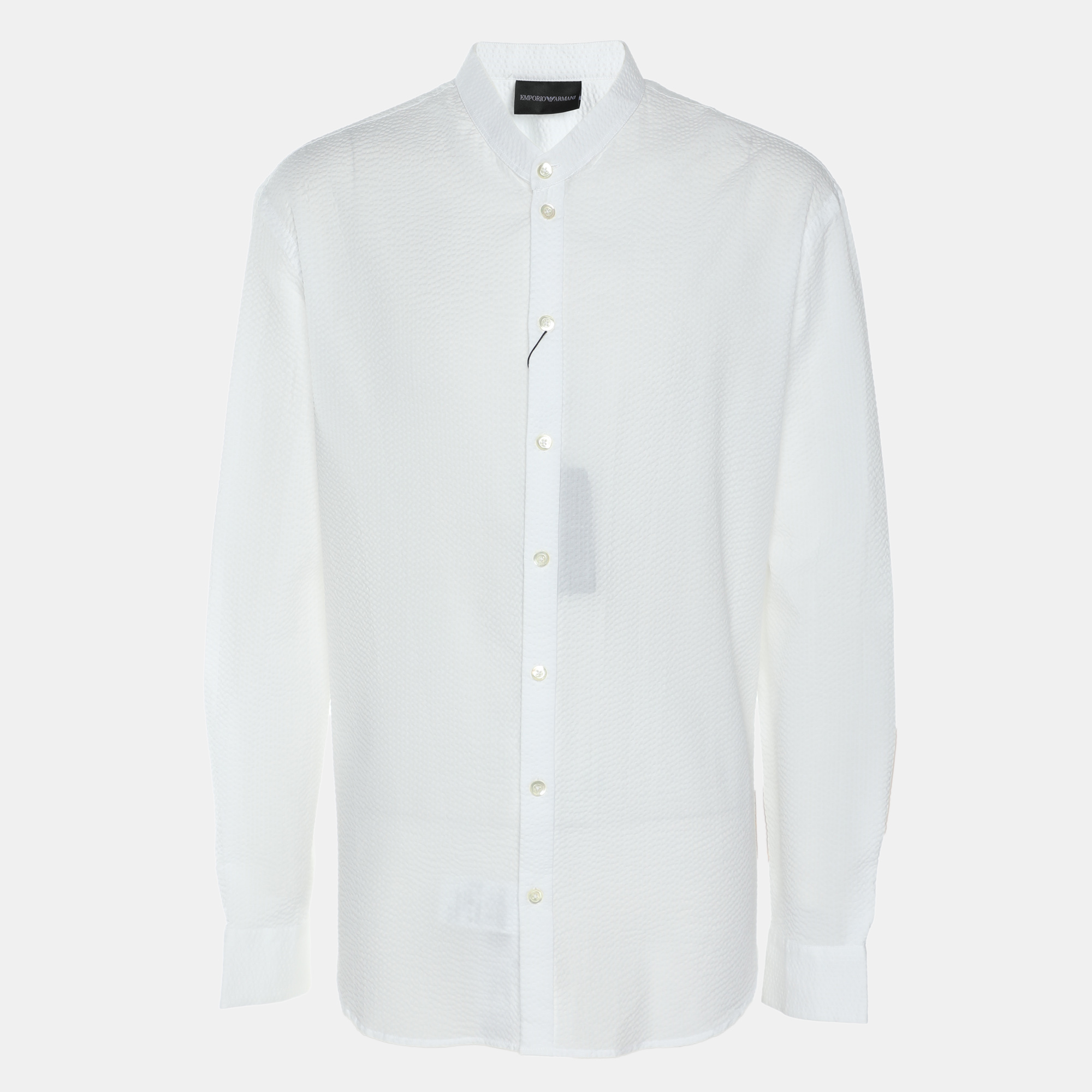 

Emporio Armani White Textured Cotton Button Front Shirt L