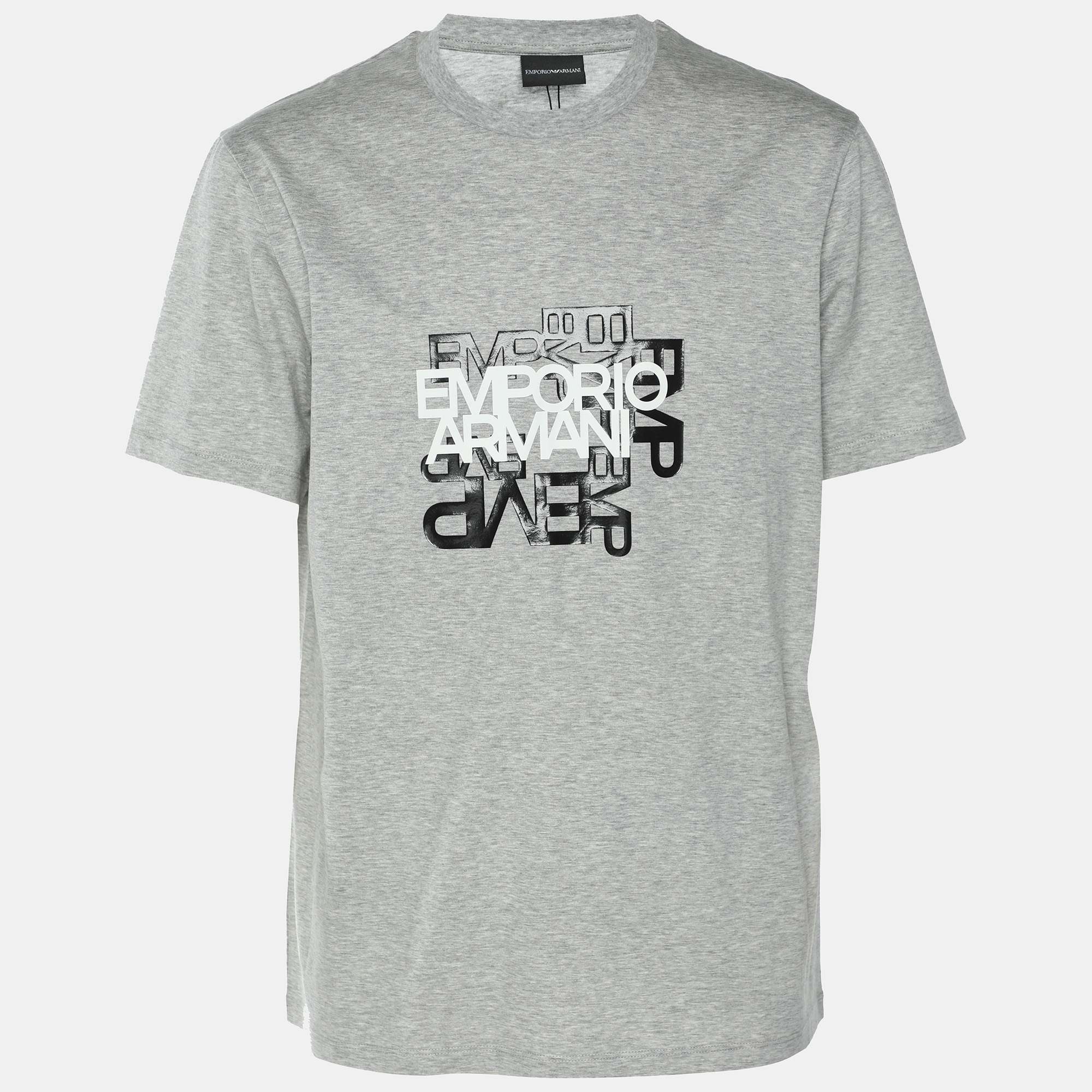

Emporio Armani Grey Cotton Logo Print Crew Neck T-Shirt XL