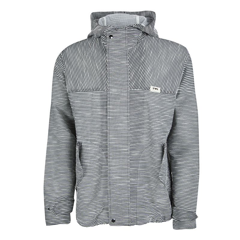 Pre Owned Emporio Armani Josh Line Grey Textured Striped Detail Zip Front Hooded Jacket XXL