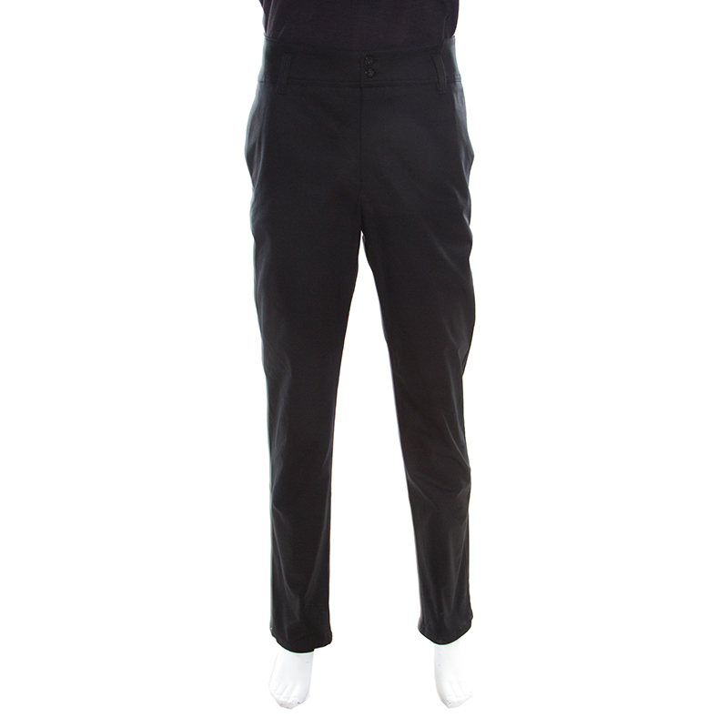 مملوكة مسبقًا Emporio Armani Black Cotton High Waist Tailored Trousers 2XL