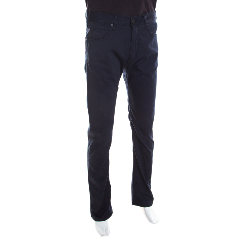 

Emporia Armani Navy Blue Cotton Stretch Regular Fit Trousers