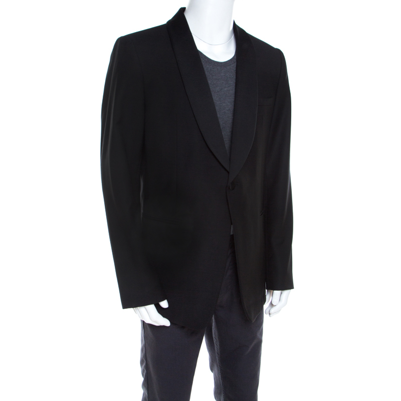 

Emporio Armani Black Wool Satin Shawl Lapel Tuxedo Blazer