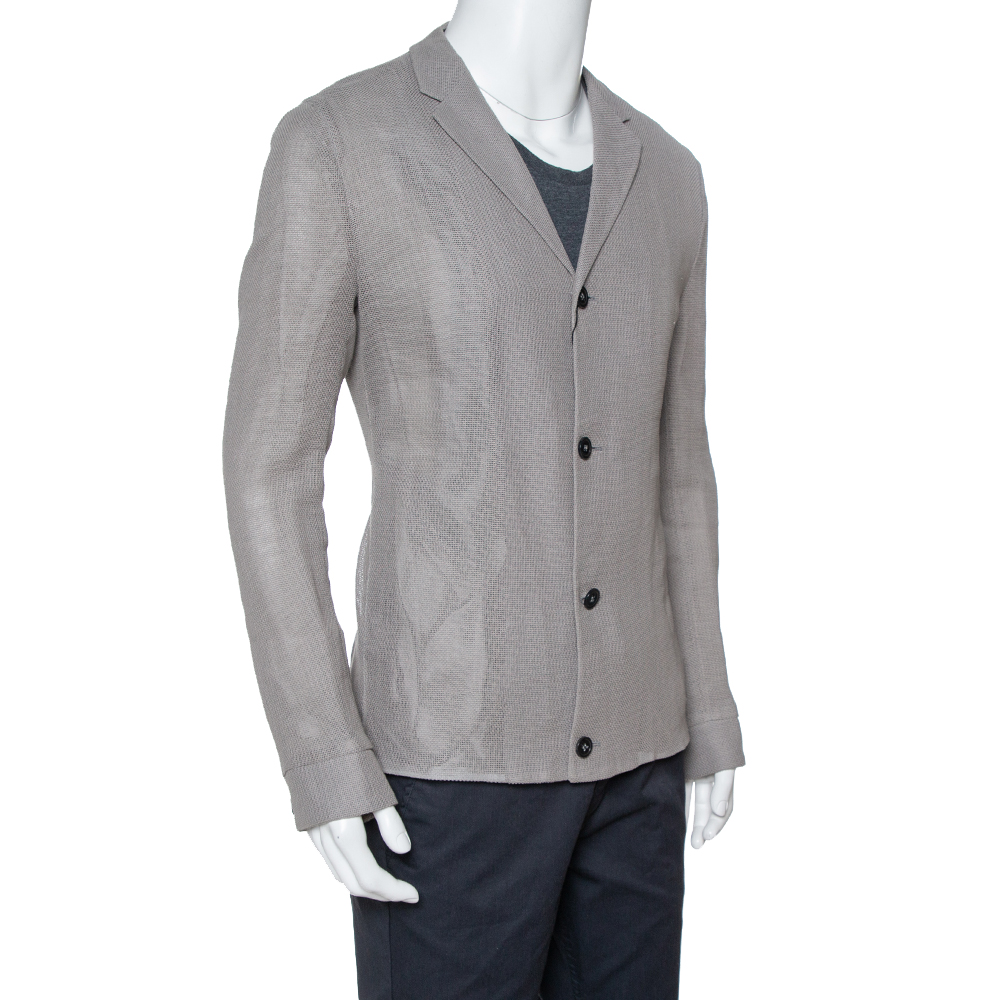 

Emporio Armani Grey Linen & Cotton Leno Mesh Jacket