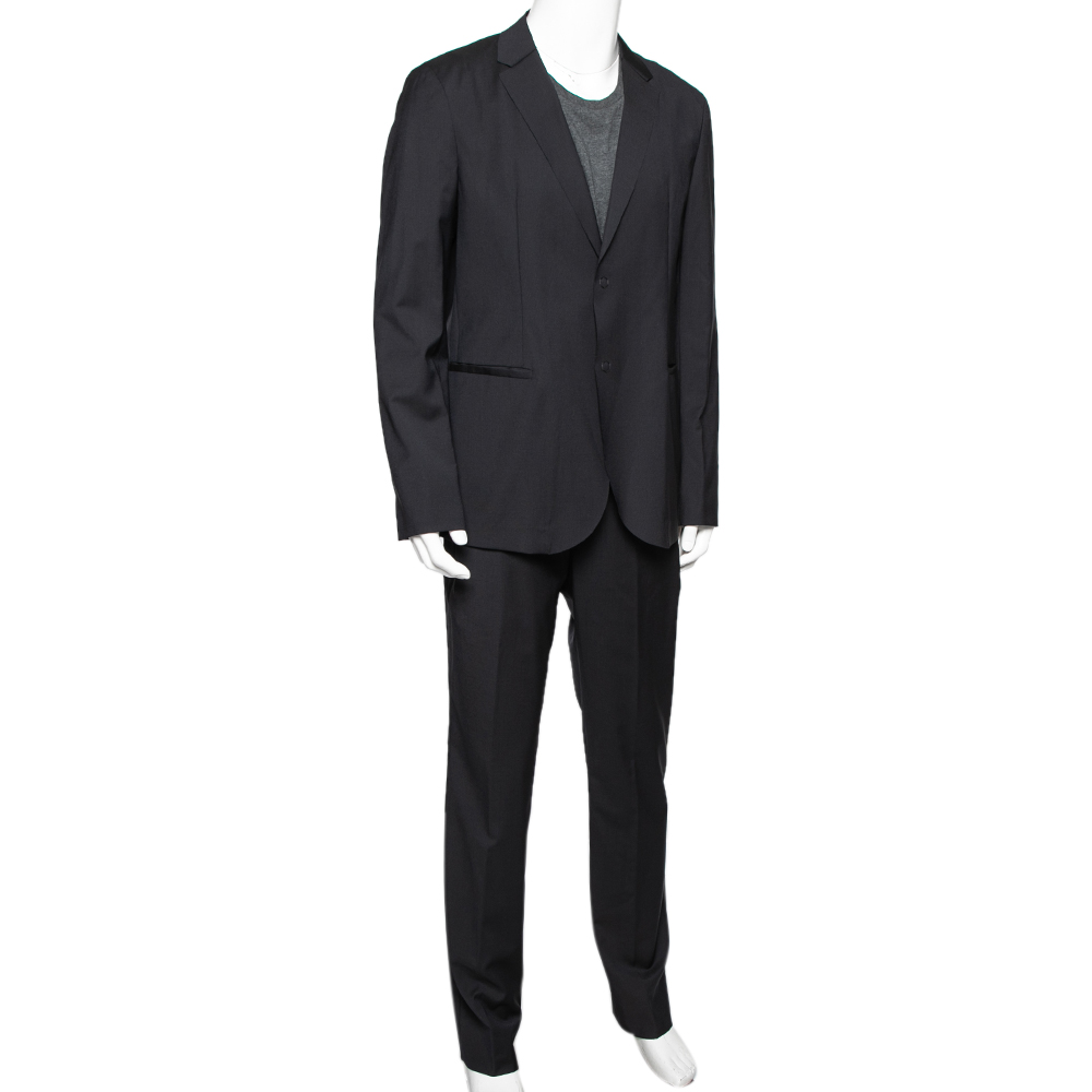 

Emporio Armani Dark Blue Pinstriped Wool Single Breasted Suit