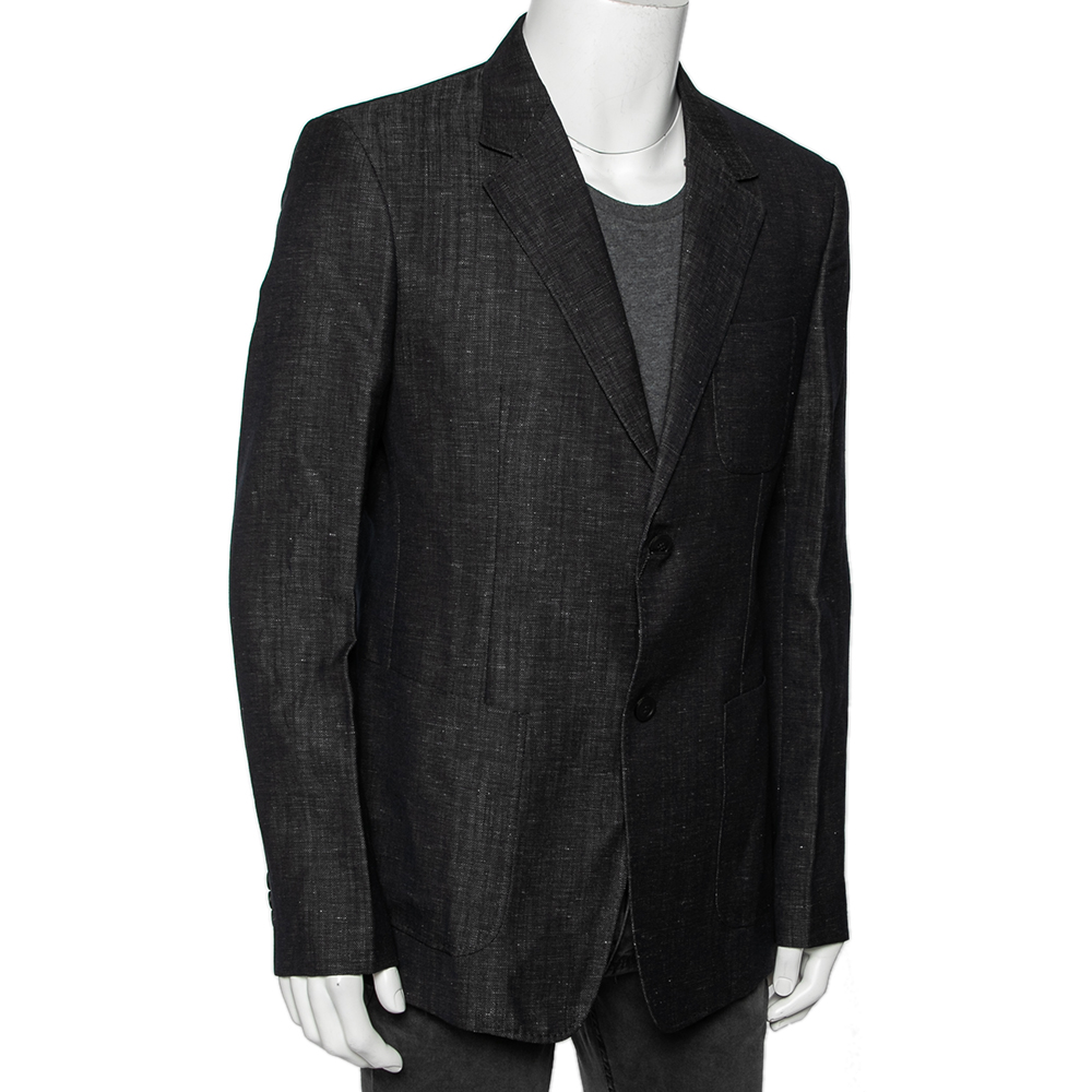 

Emporio Armani Charcoal Grey Wool & Linen Single Breasted Blazer