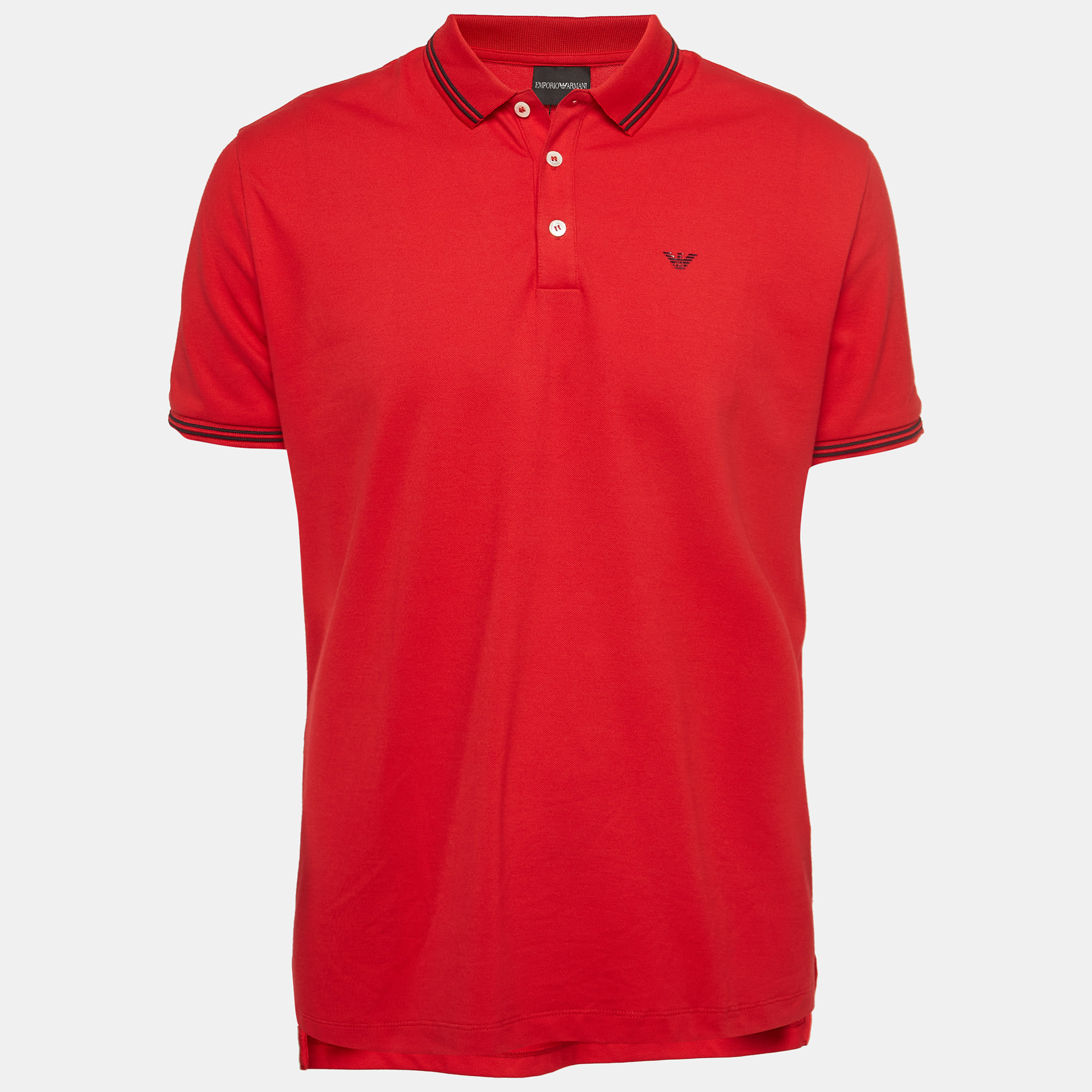 Pre-owned Emporio Armani Red Cotton Pique Polo T-shirt 3xl