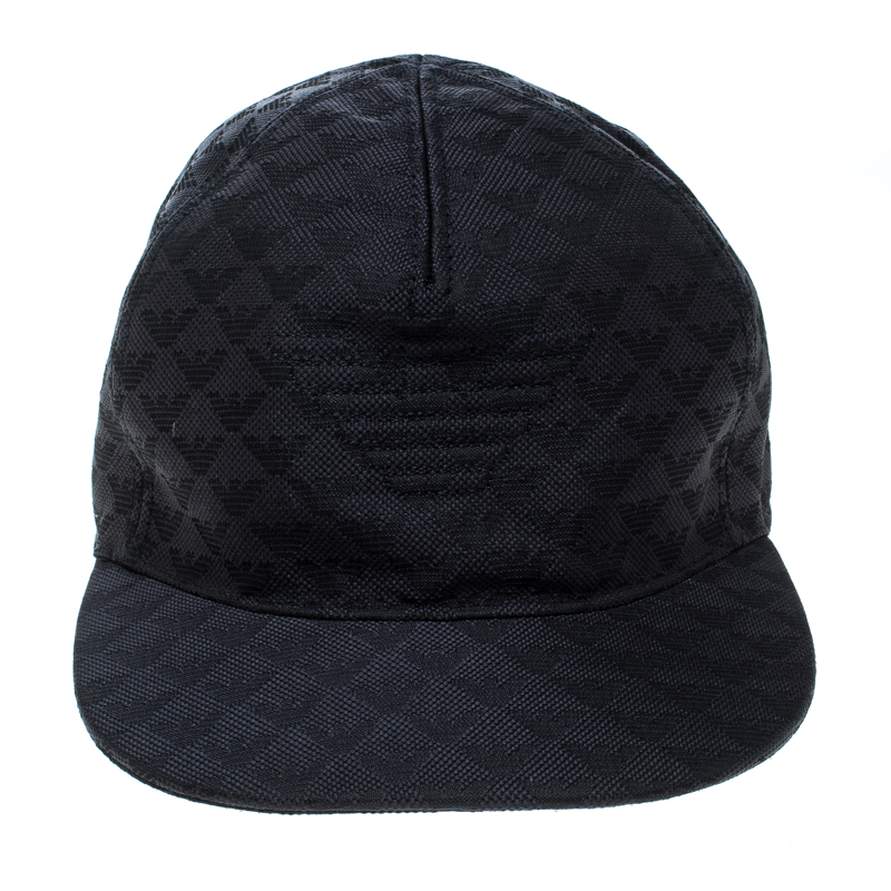 

Emporio Armani Grey Monogram Logo Embroidered Baseball Cap