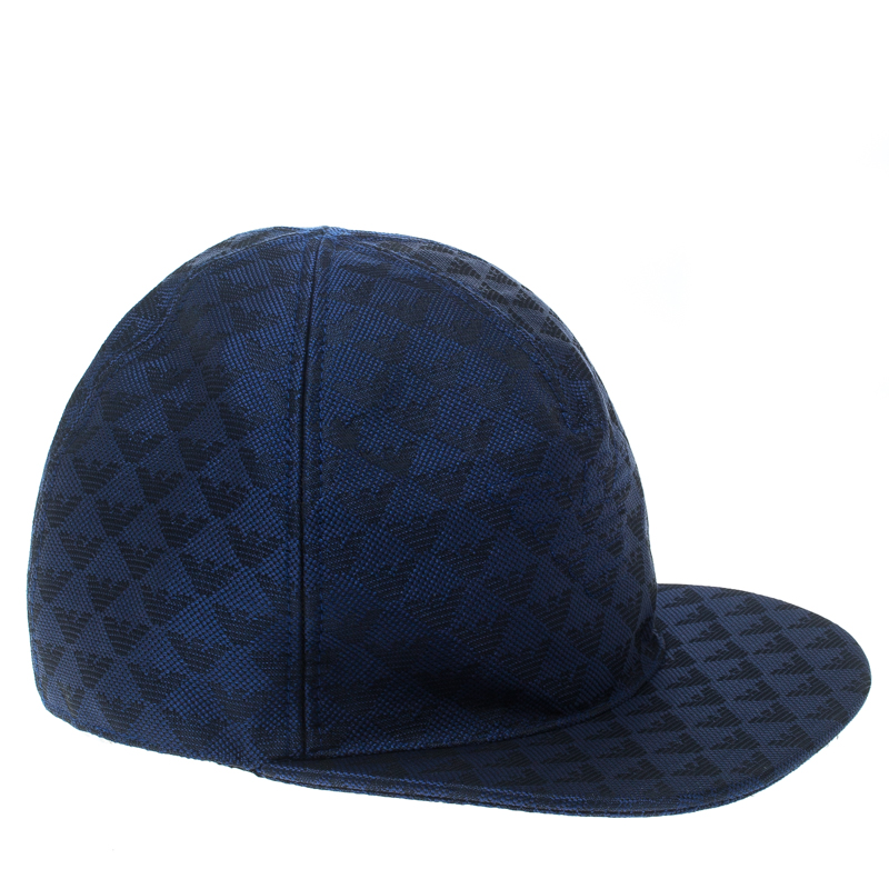 قبعة أمبوريو أرماني بيسبول تطريز شعار مونوغرامية زرقاء أليكتريك M