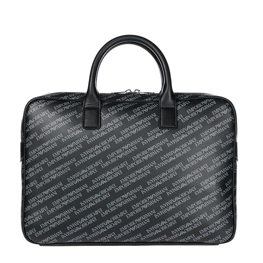 Emporio Armani Black Monogram Leather Laptop Bag Emporio Armani TLC