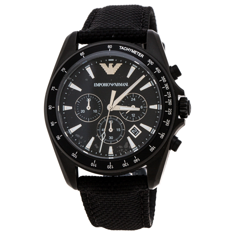 Pre Owned Emporio Armani Black PVD Coated Stainless Steel Sigma AR6131 Men's Wristwatch 44 mm