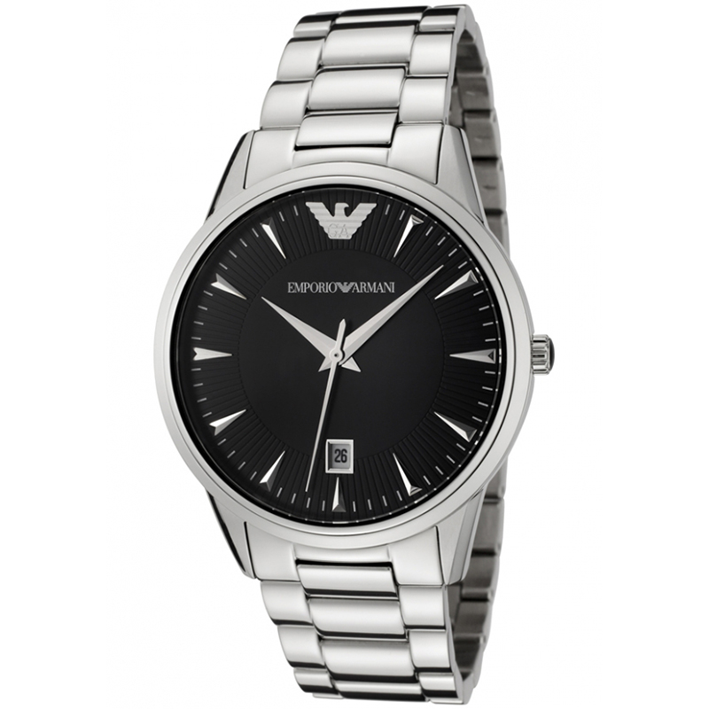 Emporio Armani Black Stainless Steel AR2440 Men's Wristwatch 39MM ...