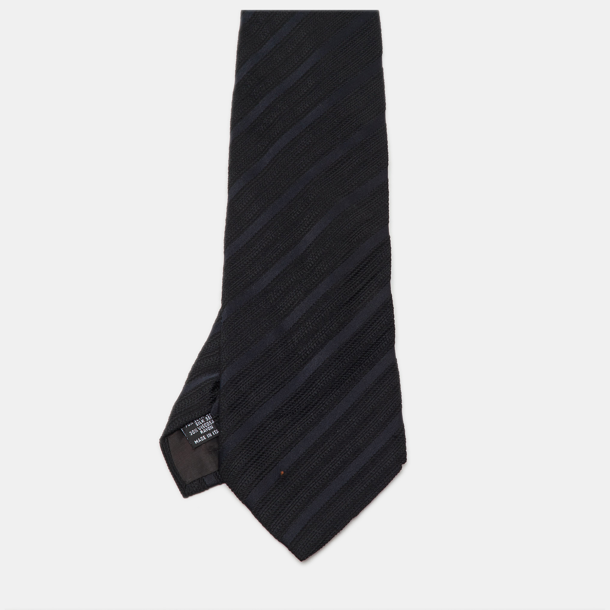 Emporio Armani Black Striped Jacquard Silk Tie