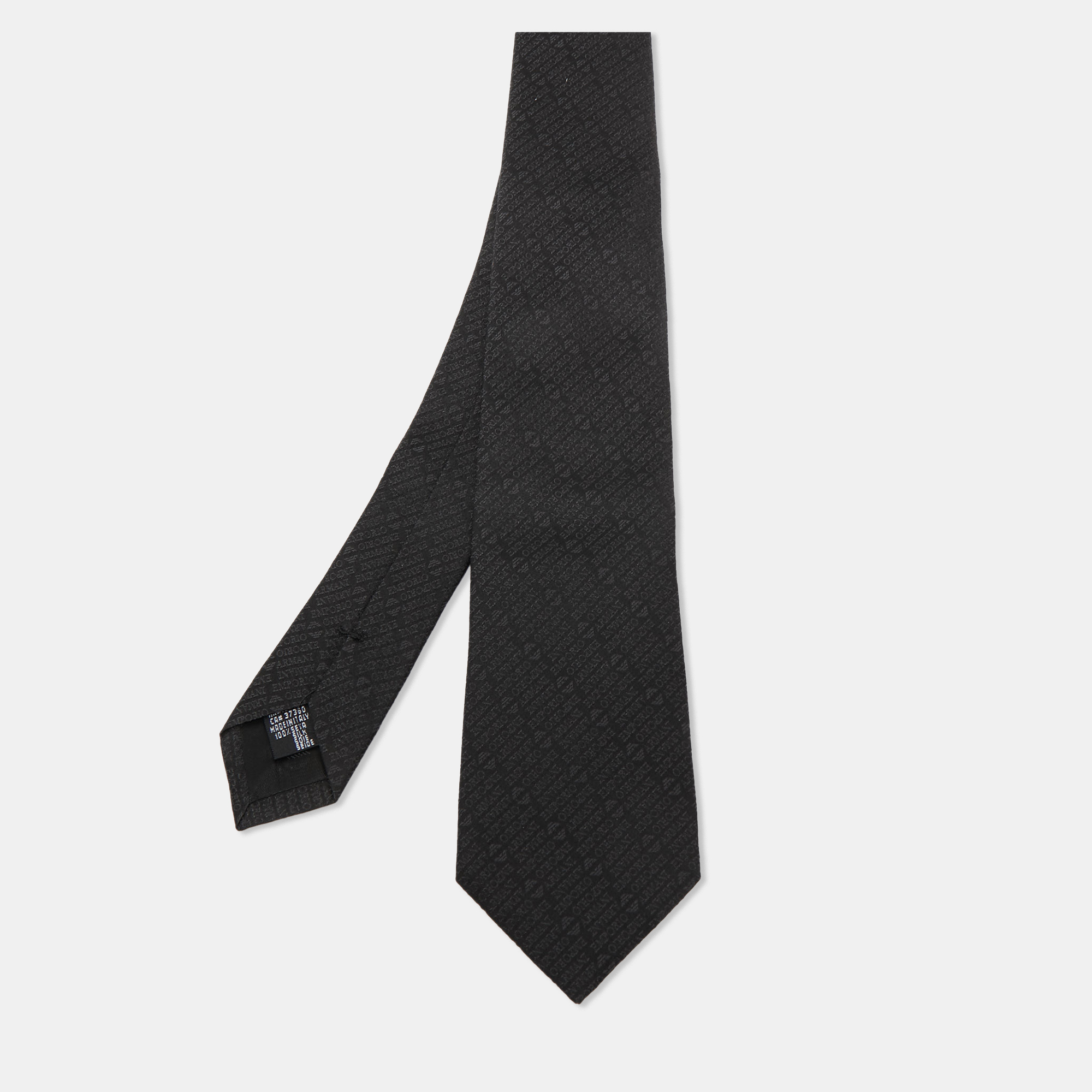 

Emporio Armani Black Logo Silk Jacquard Tie