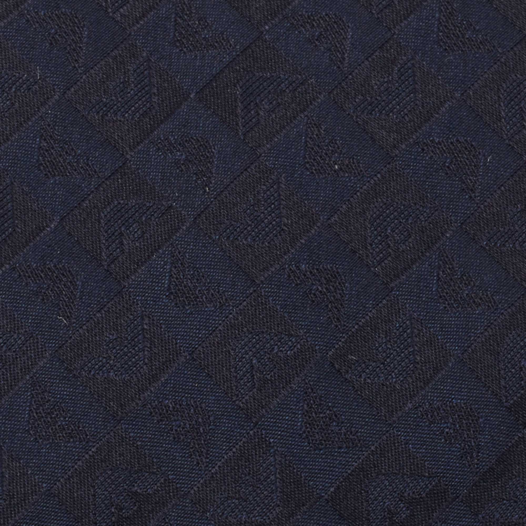 

Emporio Armani Dark Blue Logo Embroidered Silk Tie