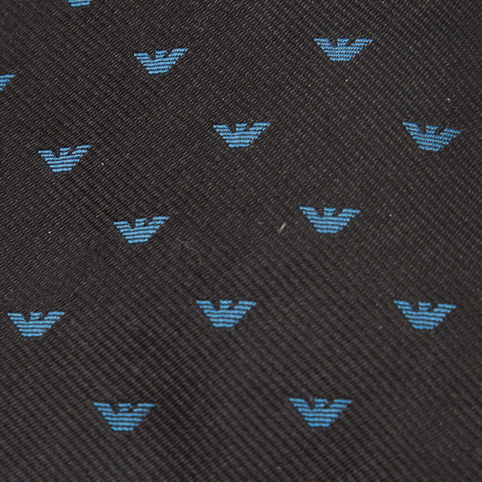 

Emporio Armani Black/Blue Logo Silk Jacquard Tie