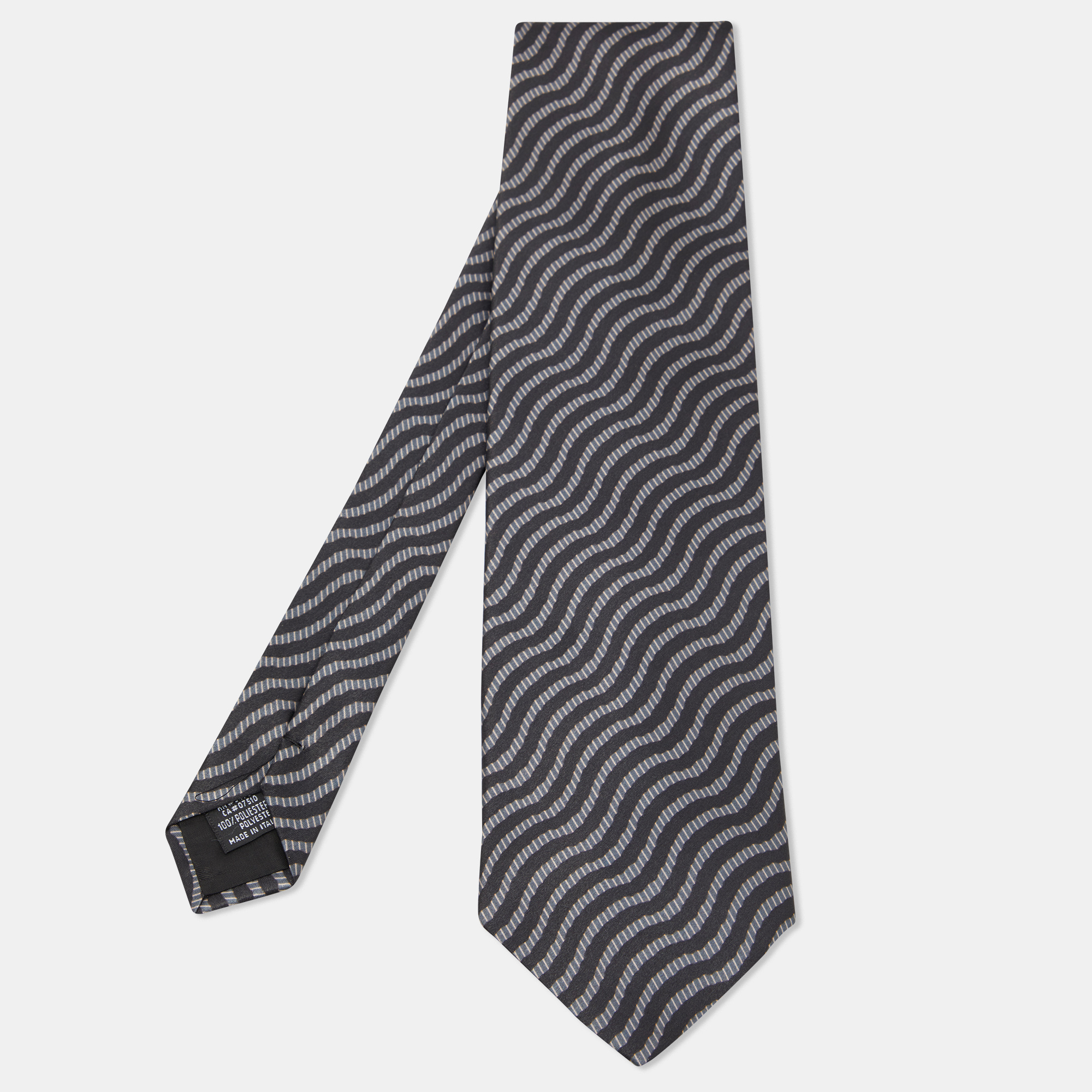 Pre-owned Emporio Armani Black Printed Satin Tie