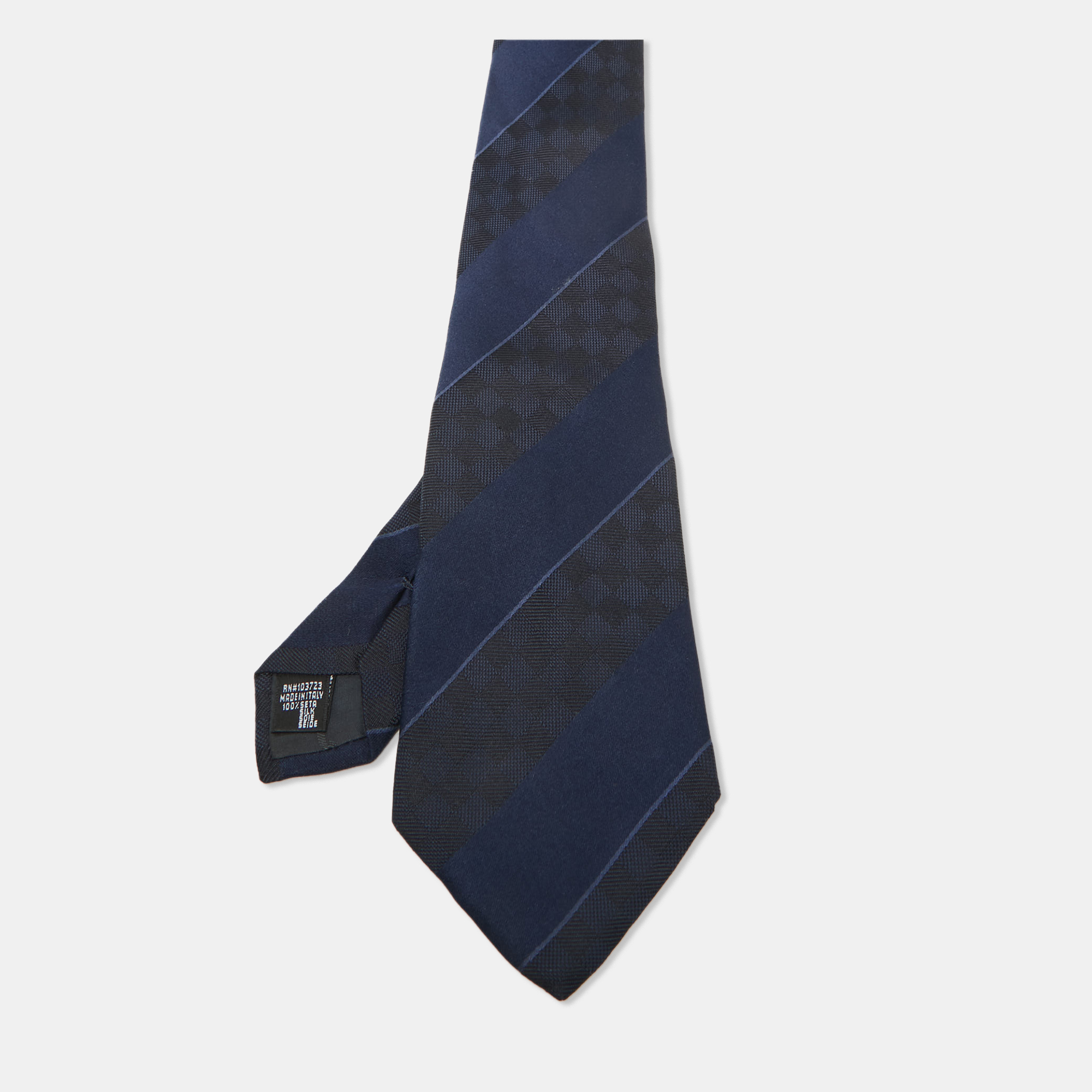 

Emporio Armani Navy Blue Diagonal Stripe Silk Tie