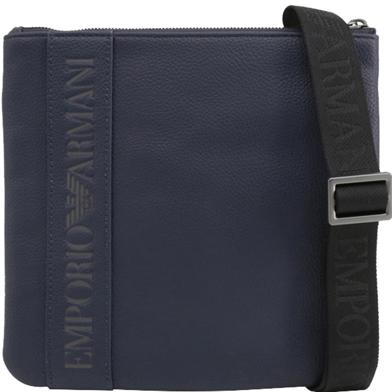 Emporio Armani Blue Leather Messenger Bag Emporio Armani