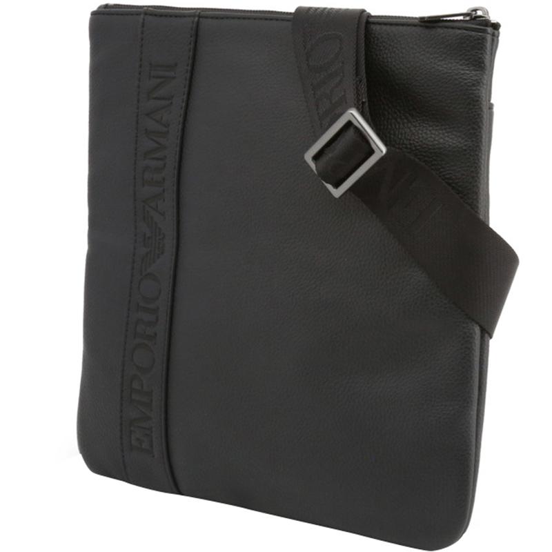 

Emporio Armani Black Faux Leather Messenger Bag