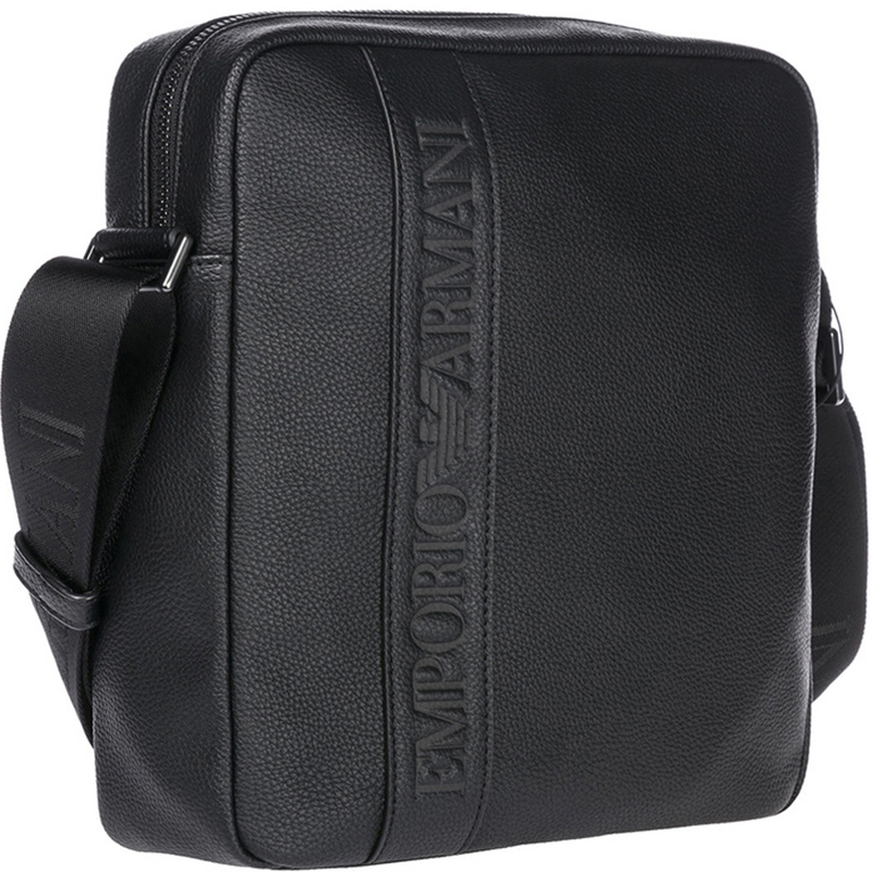 

Emporio Armani Black Faux Leather Messenger Bag