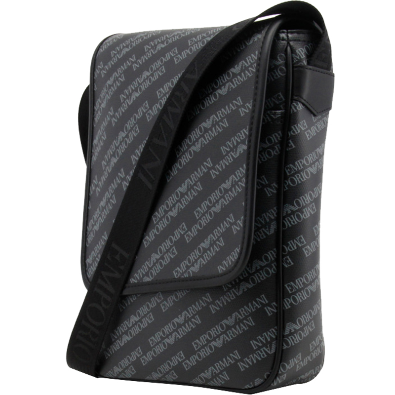 

Emporio Armani Black Signature Faux Leather Messenger Bag