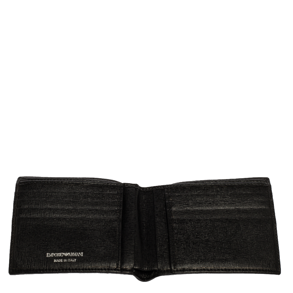 

Emporio Armani Black Signature Coated Canvas Bifold Compact Wallet
