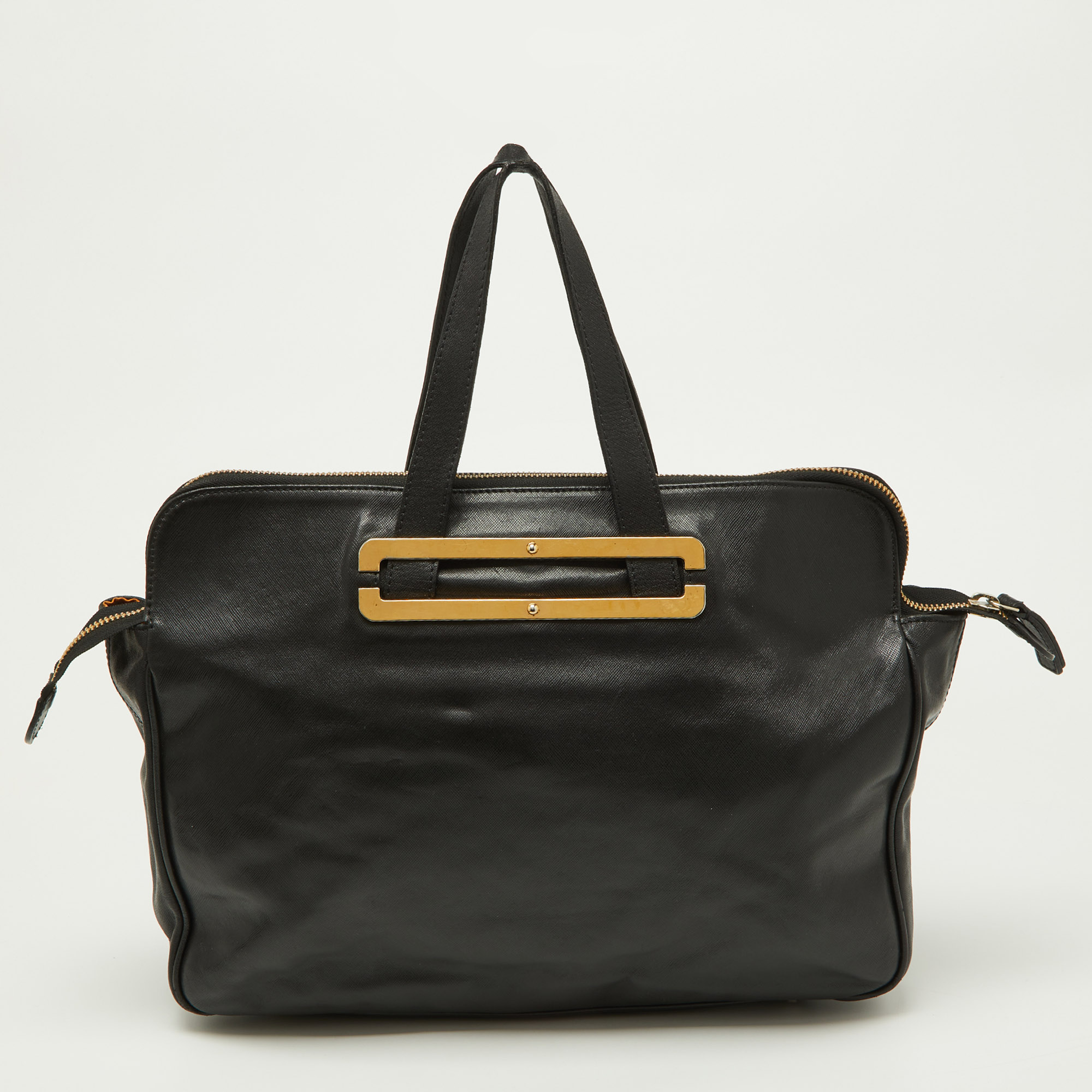 

Emporio Armani Black Leather Laptop Bag