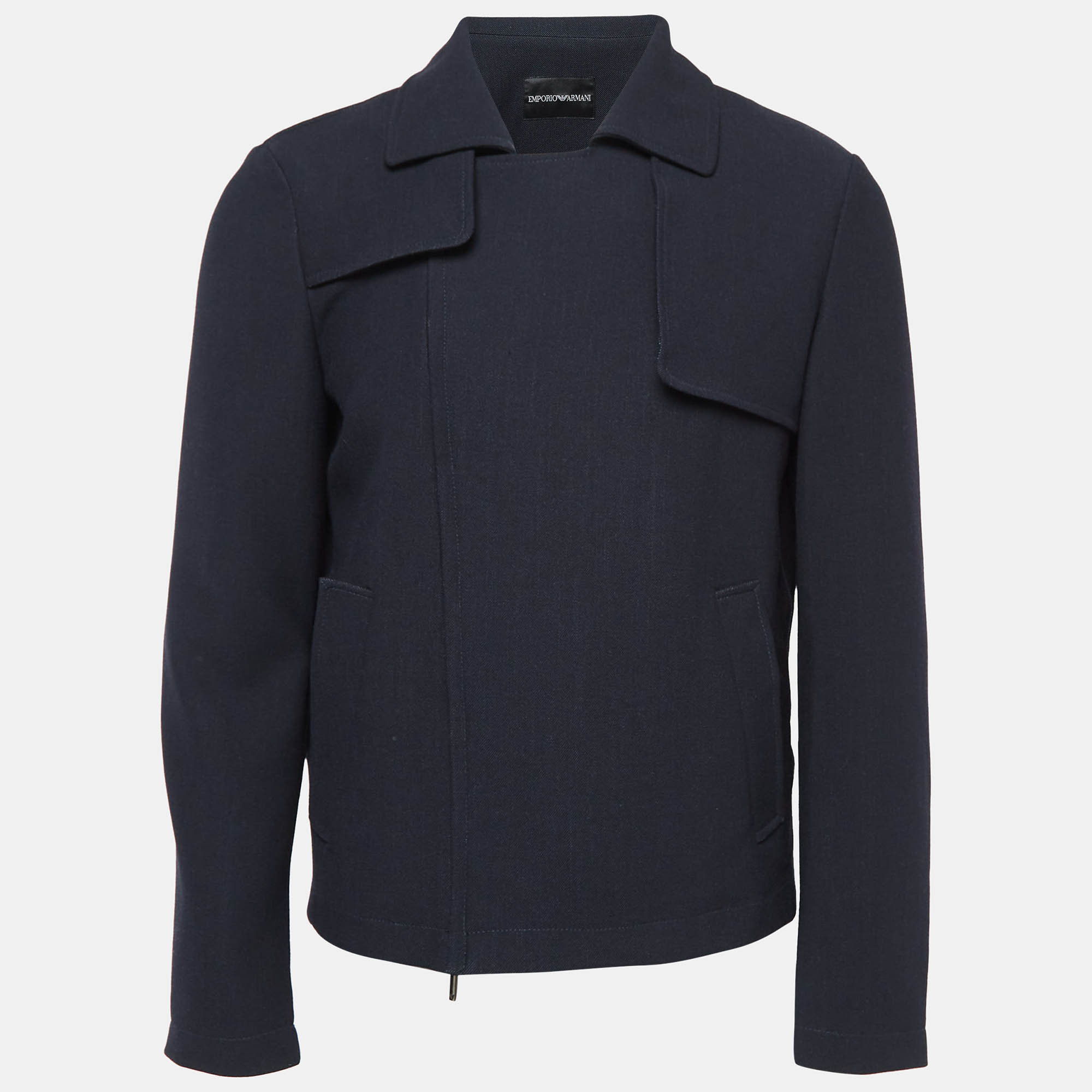 

Emporio Armani Navy Blue Gabardine Zip-Up Jacket M