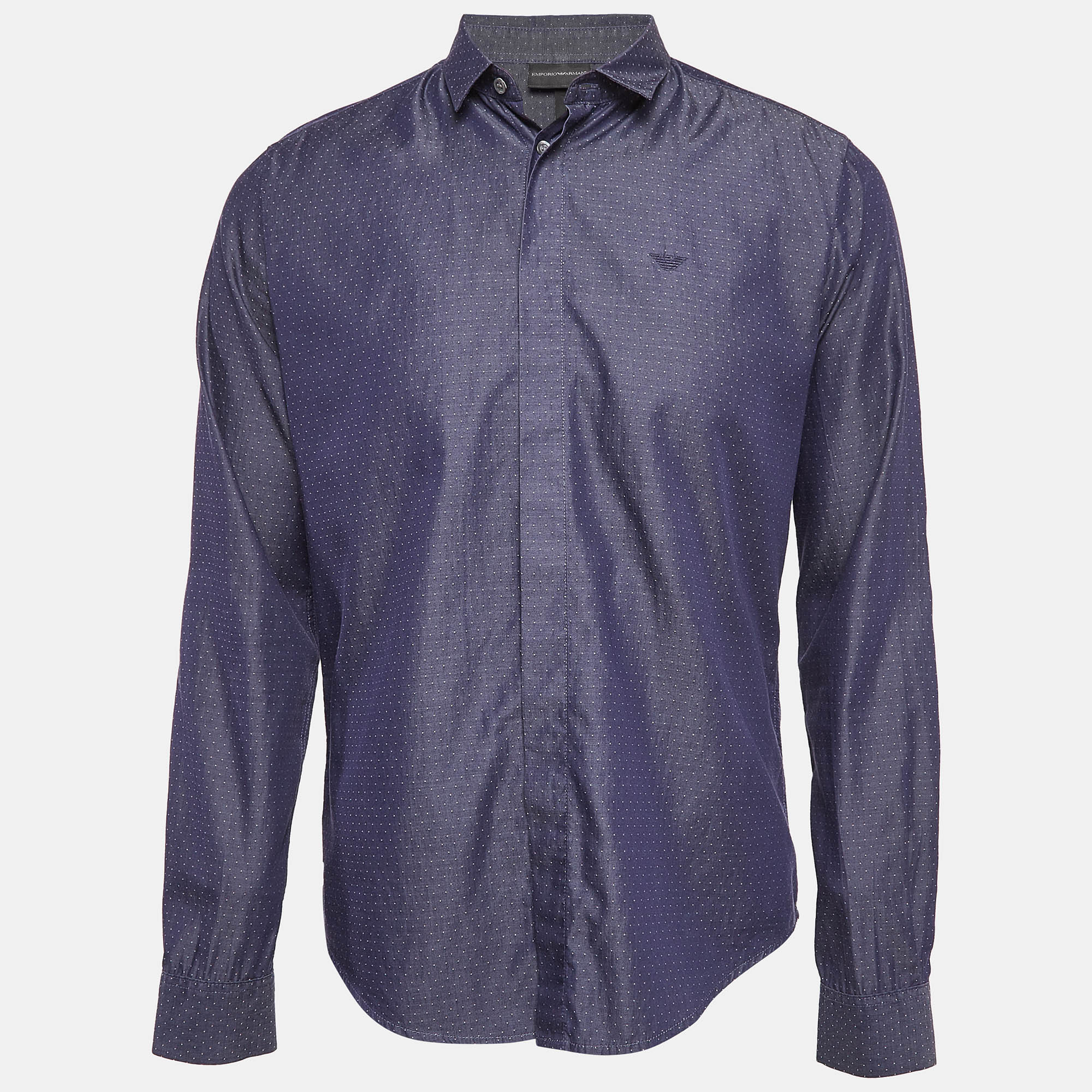 

Emporio Armani Blue Dotted Cotton Button Up Shirt L