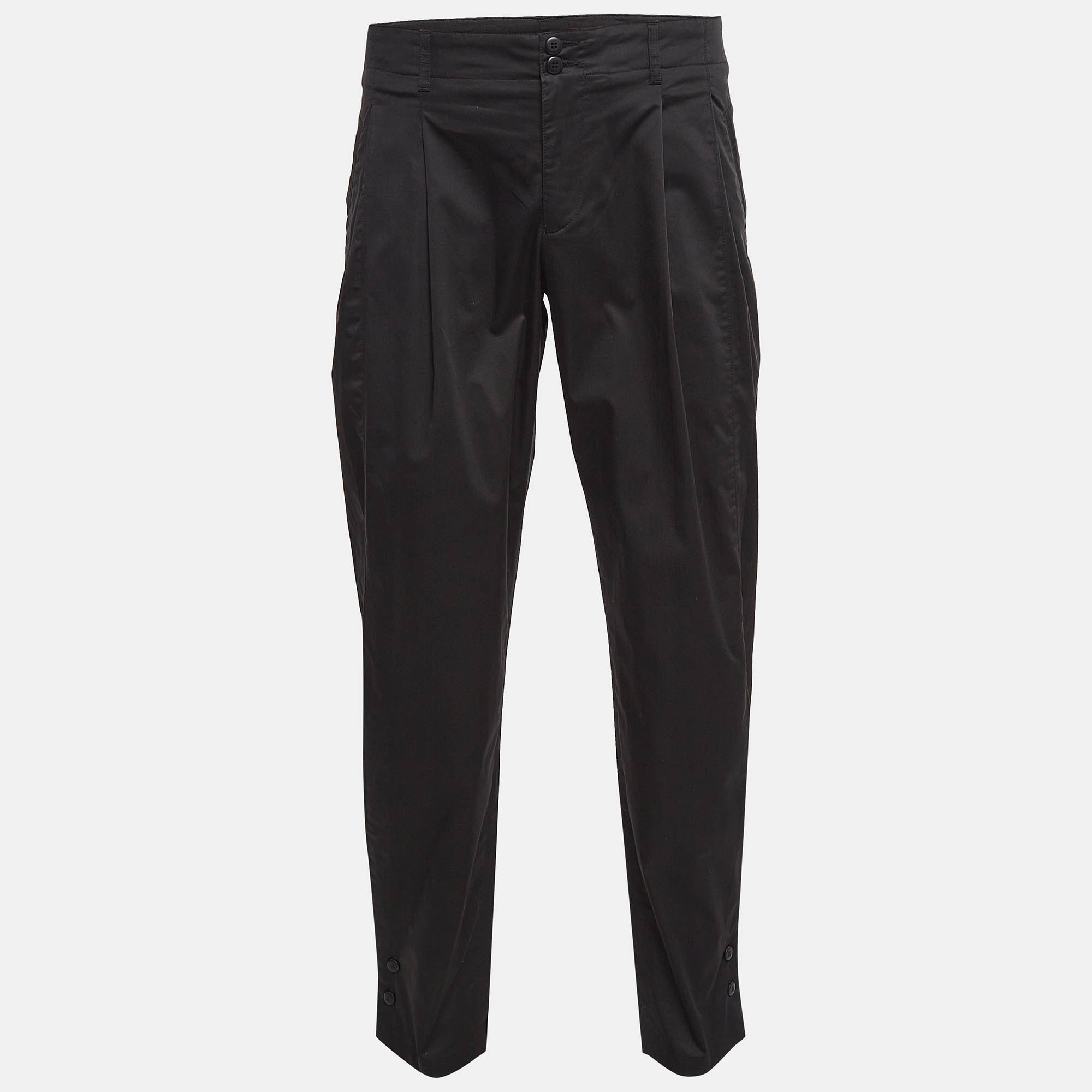 

Emporio Armani Black Cotton Pleated Trousers L