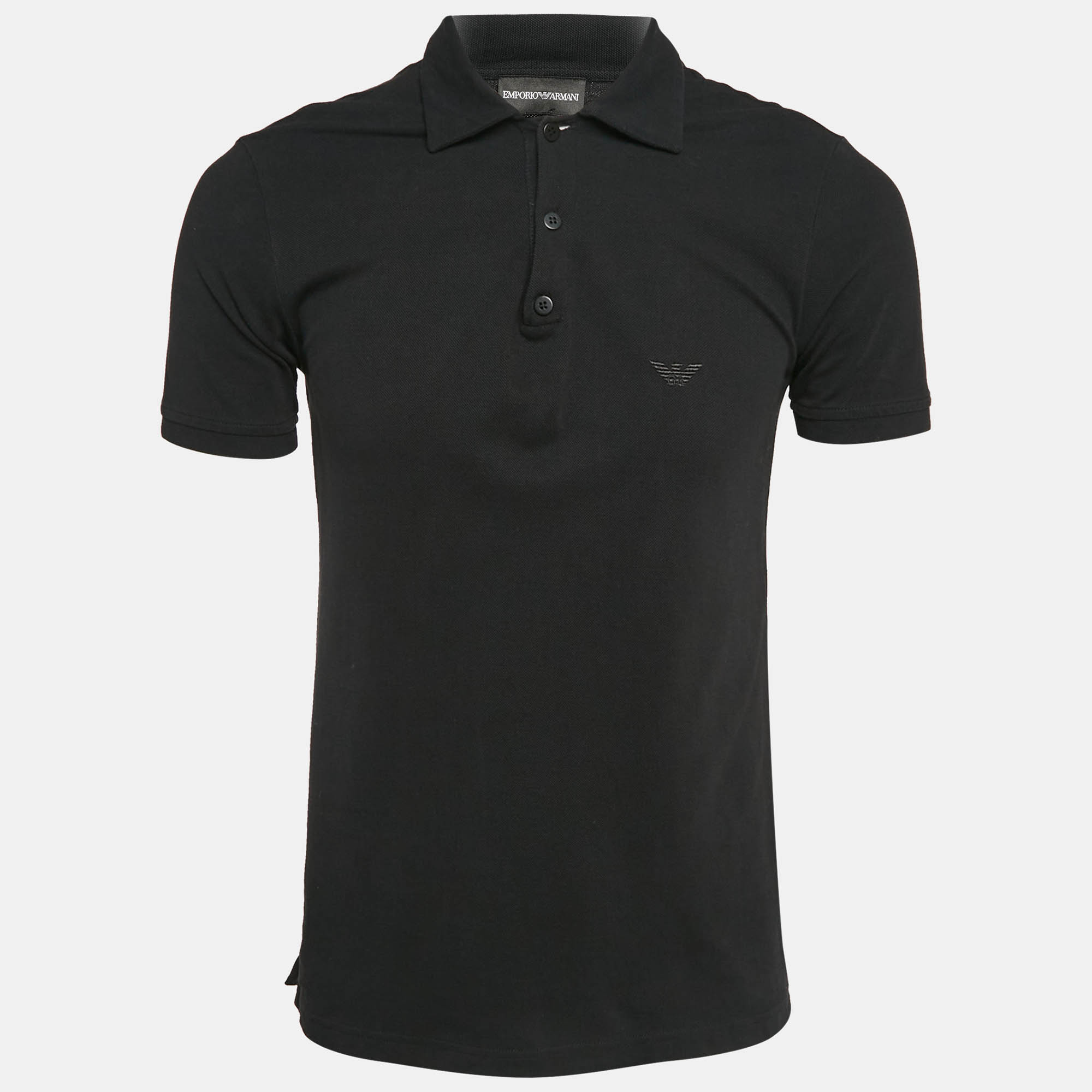 

Emporio Armani Black Cotton Pique Polo T-Shirt L