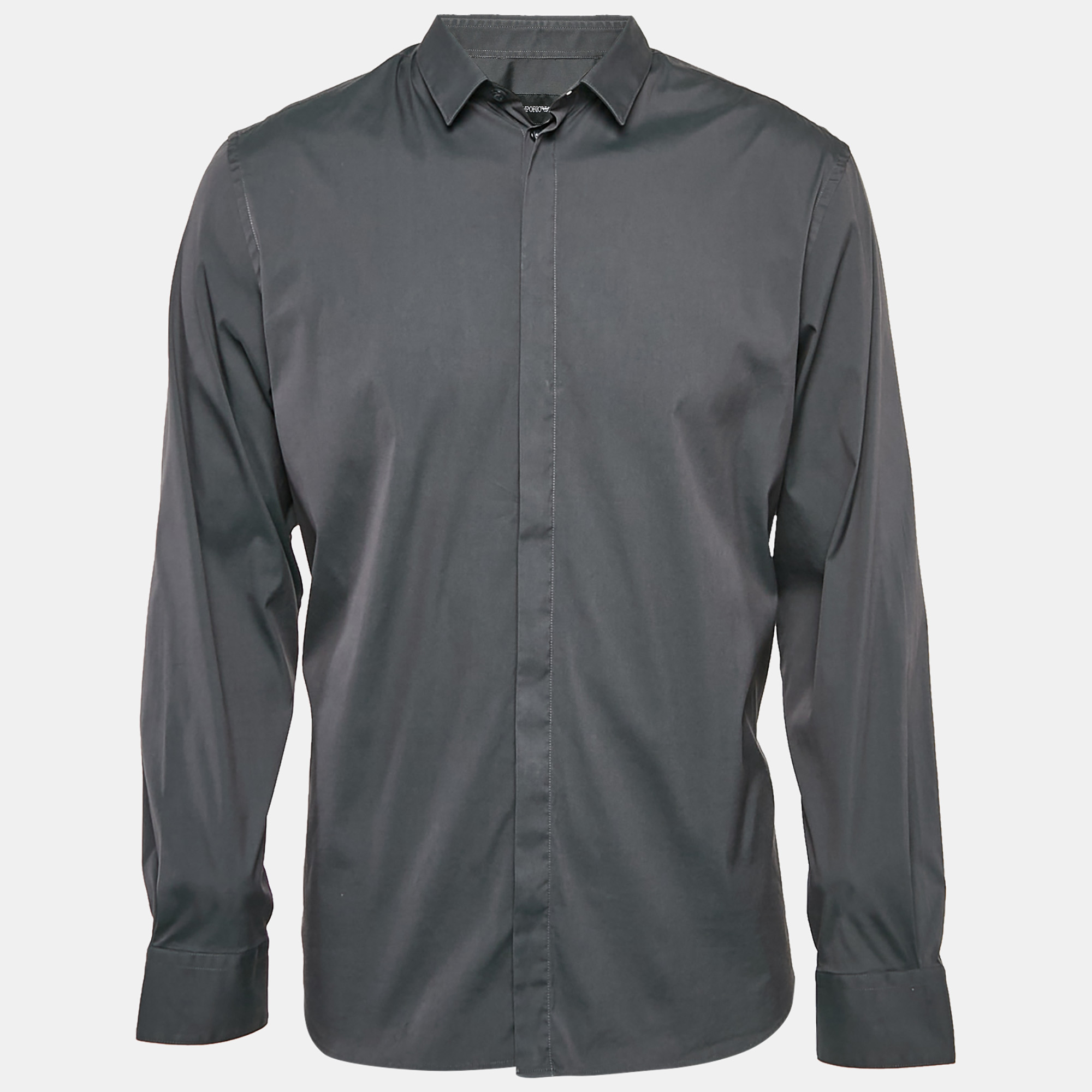 

Emporio Armani Grey Stretch Cotton Long Sleeve Shirt XXXL