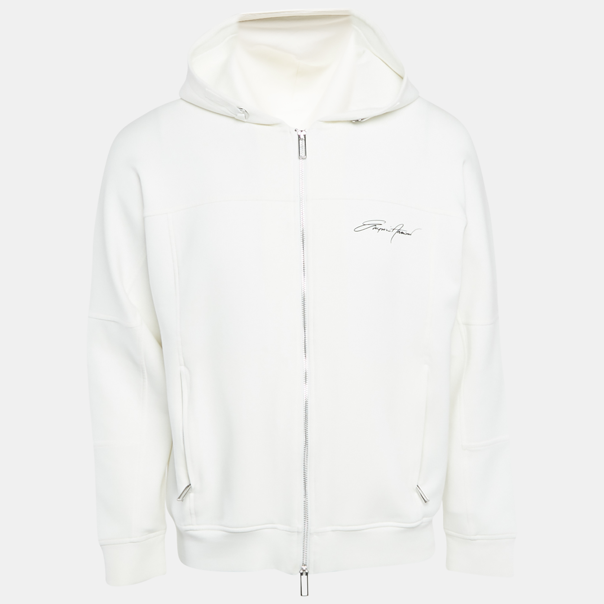 

Emporio Armani White Neoprene Zip-Up Hoodie M