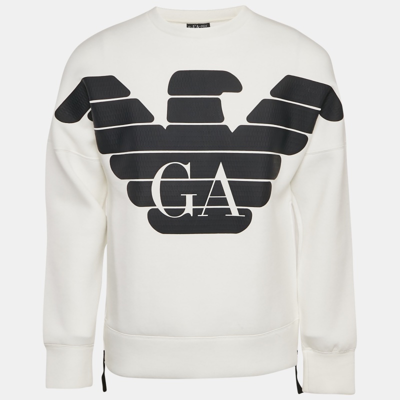 

Emporio Armani White Logo Textured Print Jersey Sweatshirt M