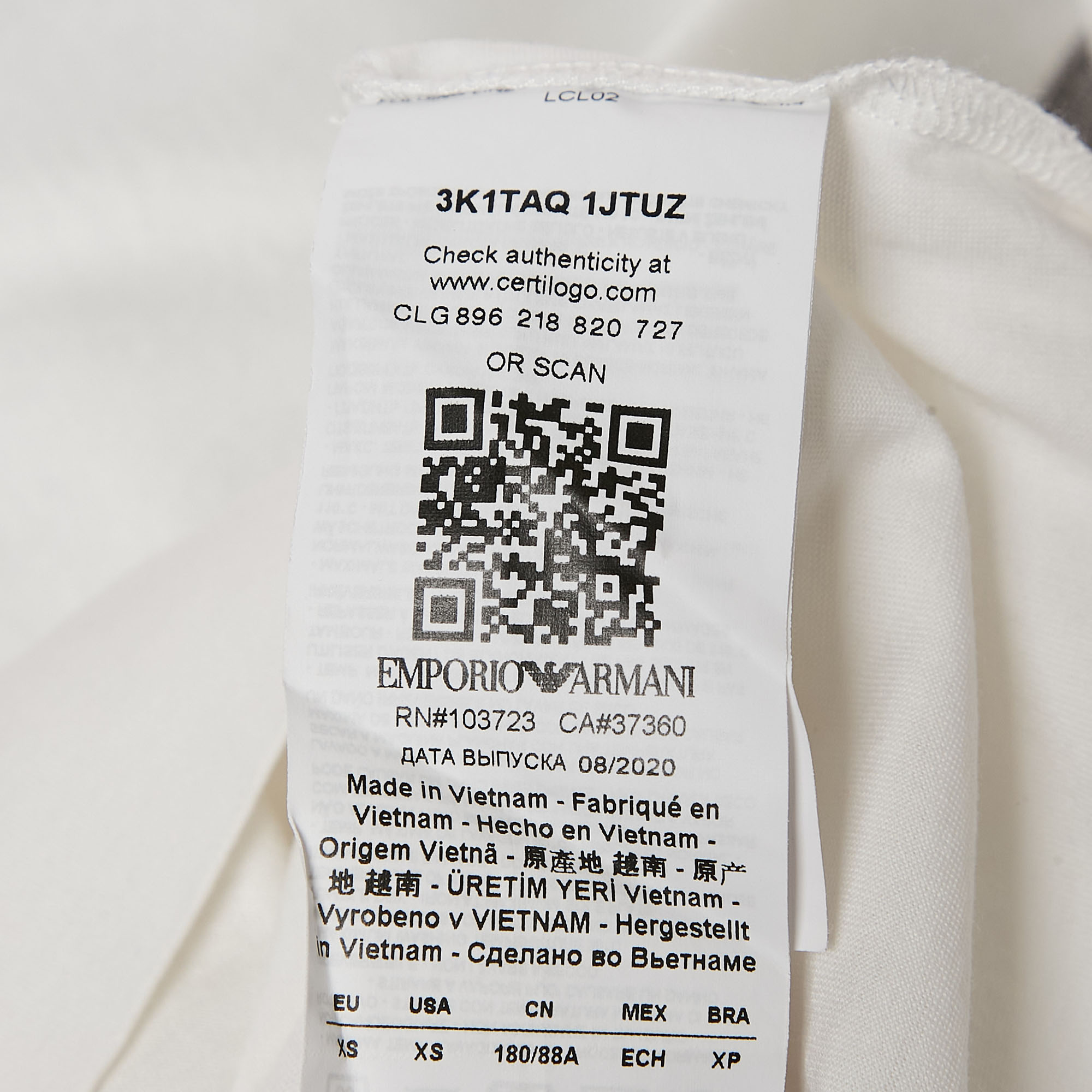 Emporio Armani White Embroidered Cotton T-Shirt XS 