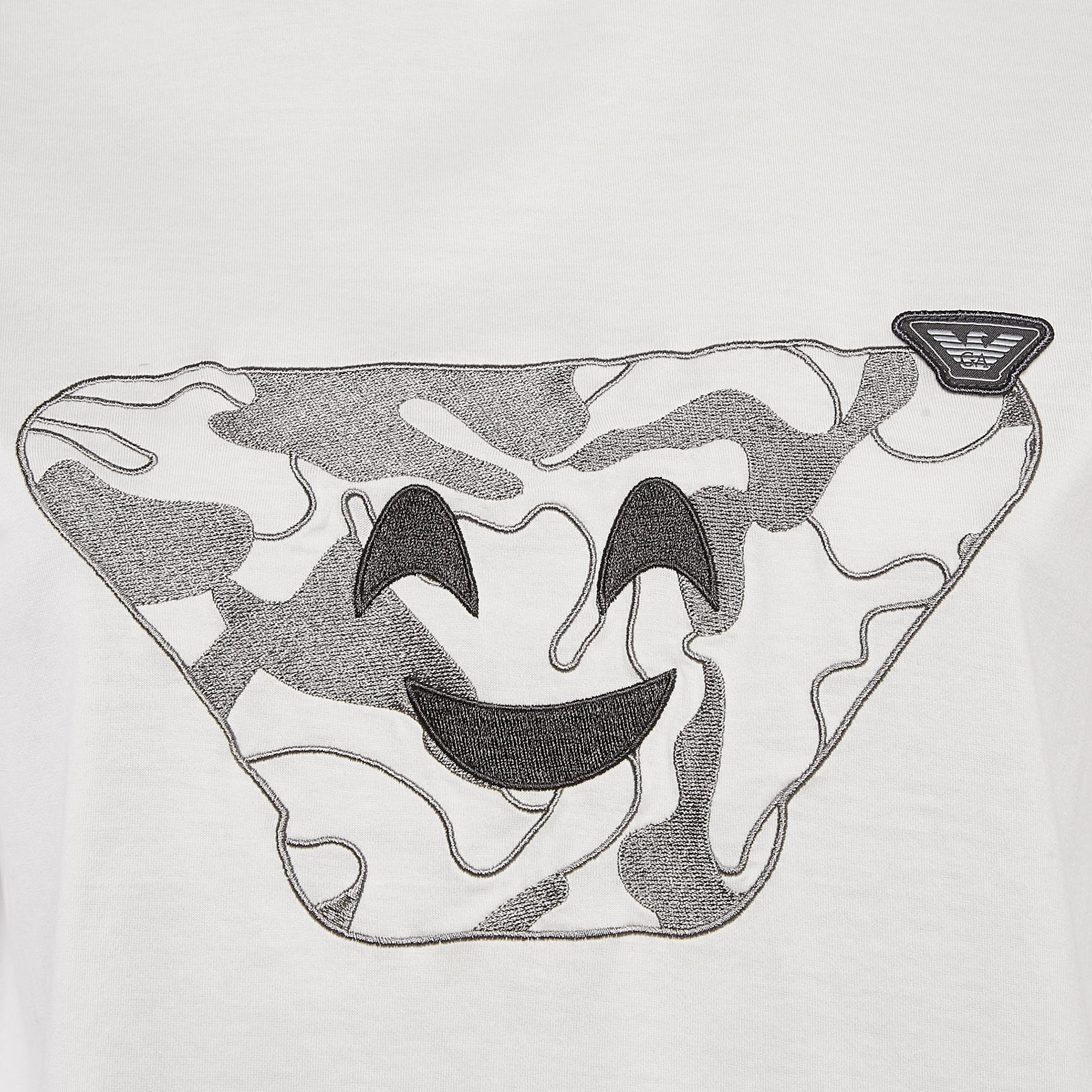 Emporio Armani White Embroidered Cotton T-Shirt XS 