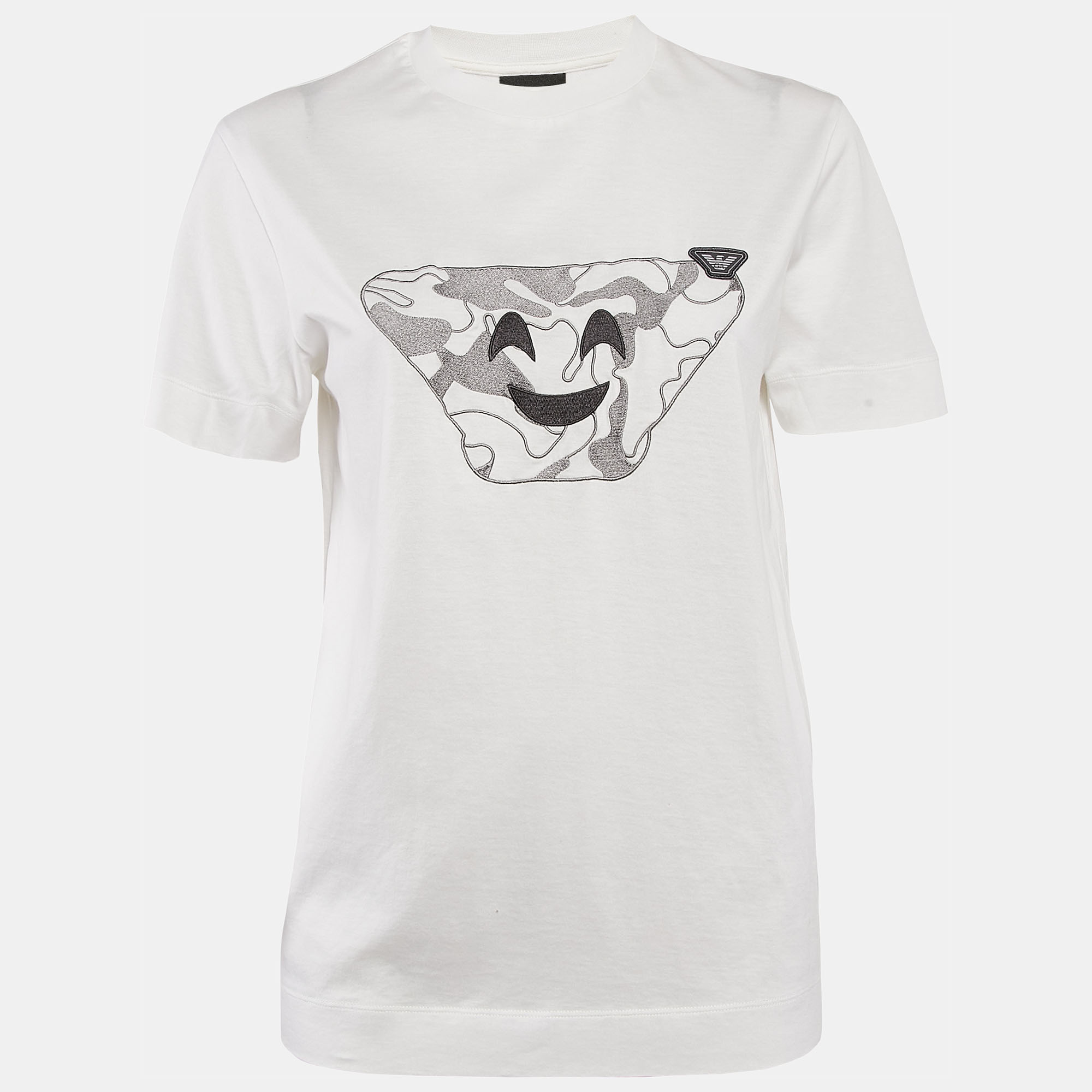 

Emporio Armani White Embroidered Cotton T-Shirt XS