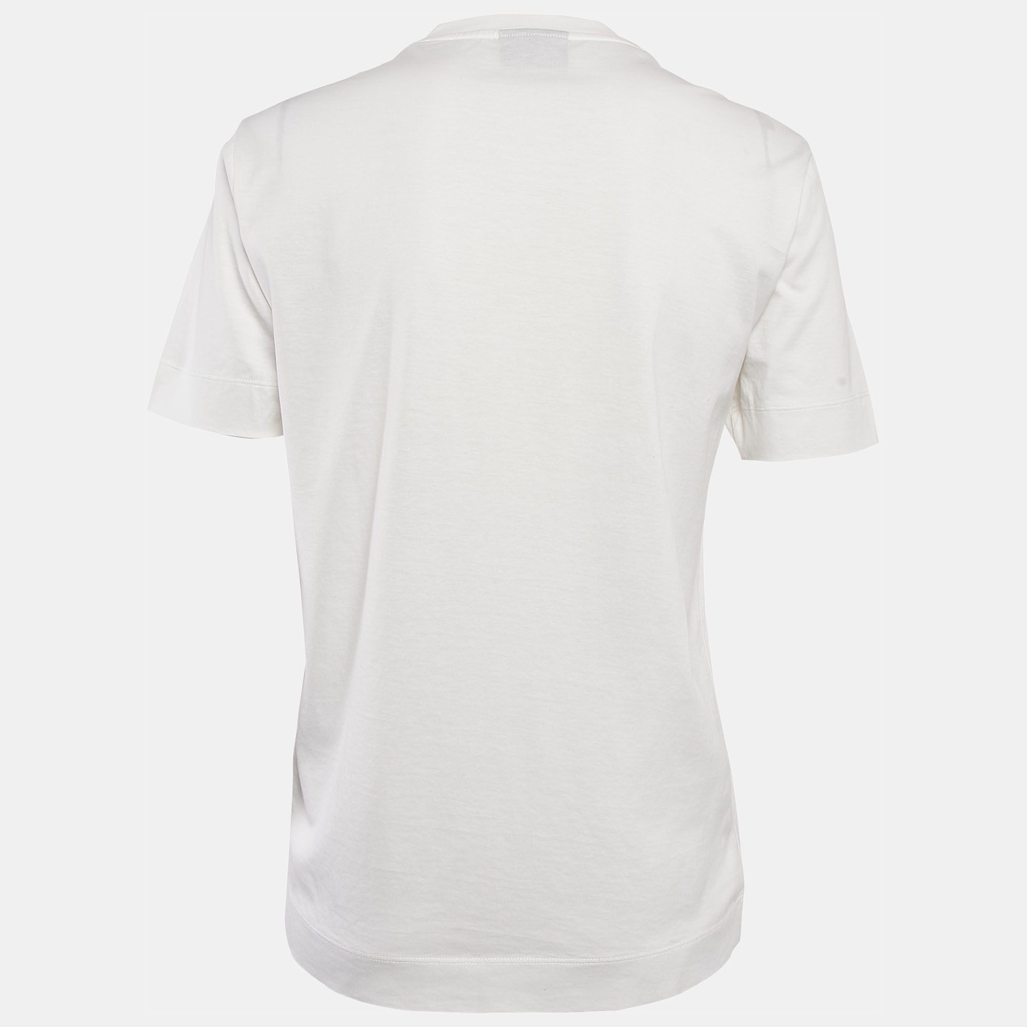 Emporio Armani White Embroidered Cotton T-Shirt XS 
