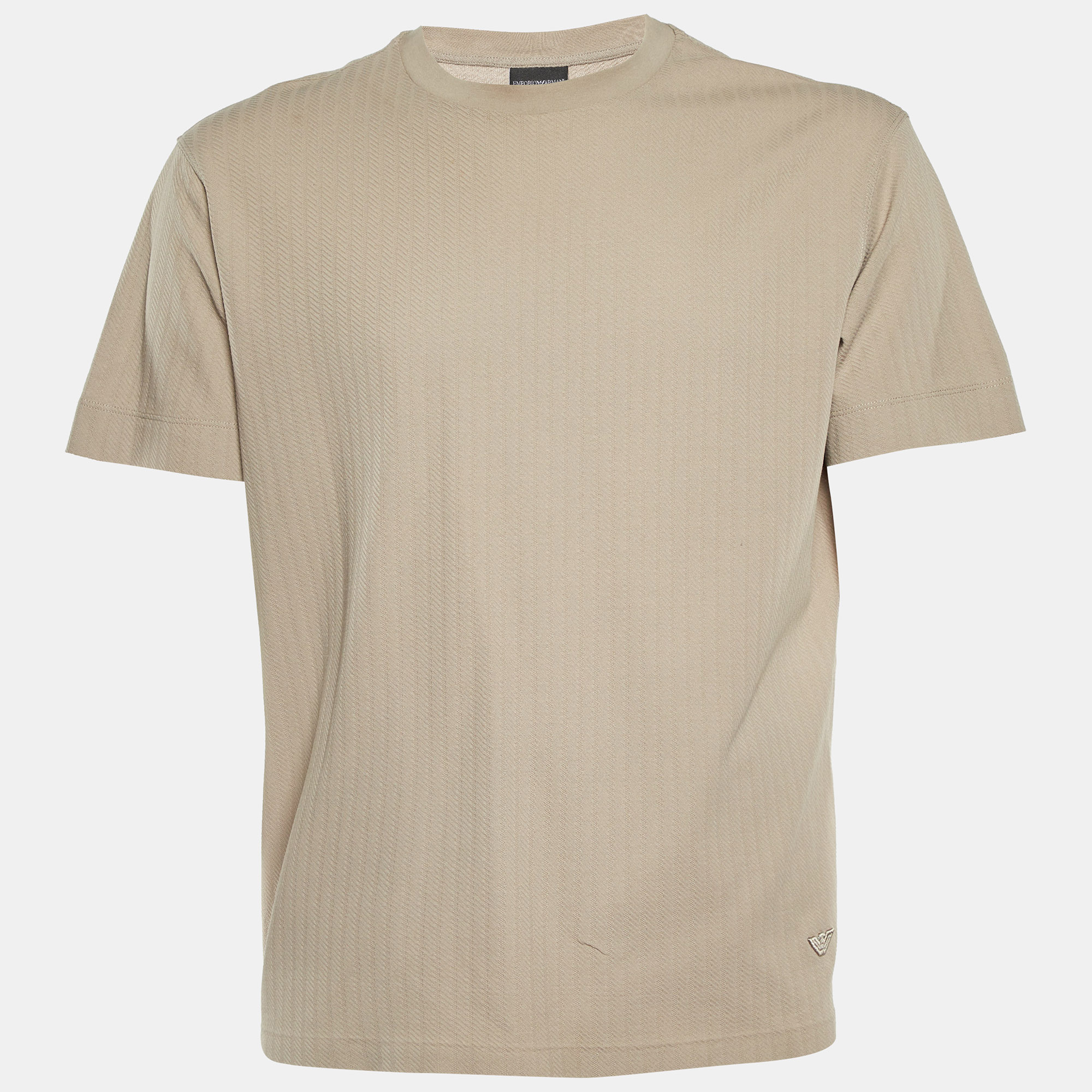 

Emporio Armani Beige Textured Knit Crew Neck T-Shirt XL