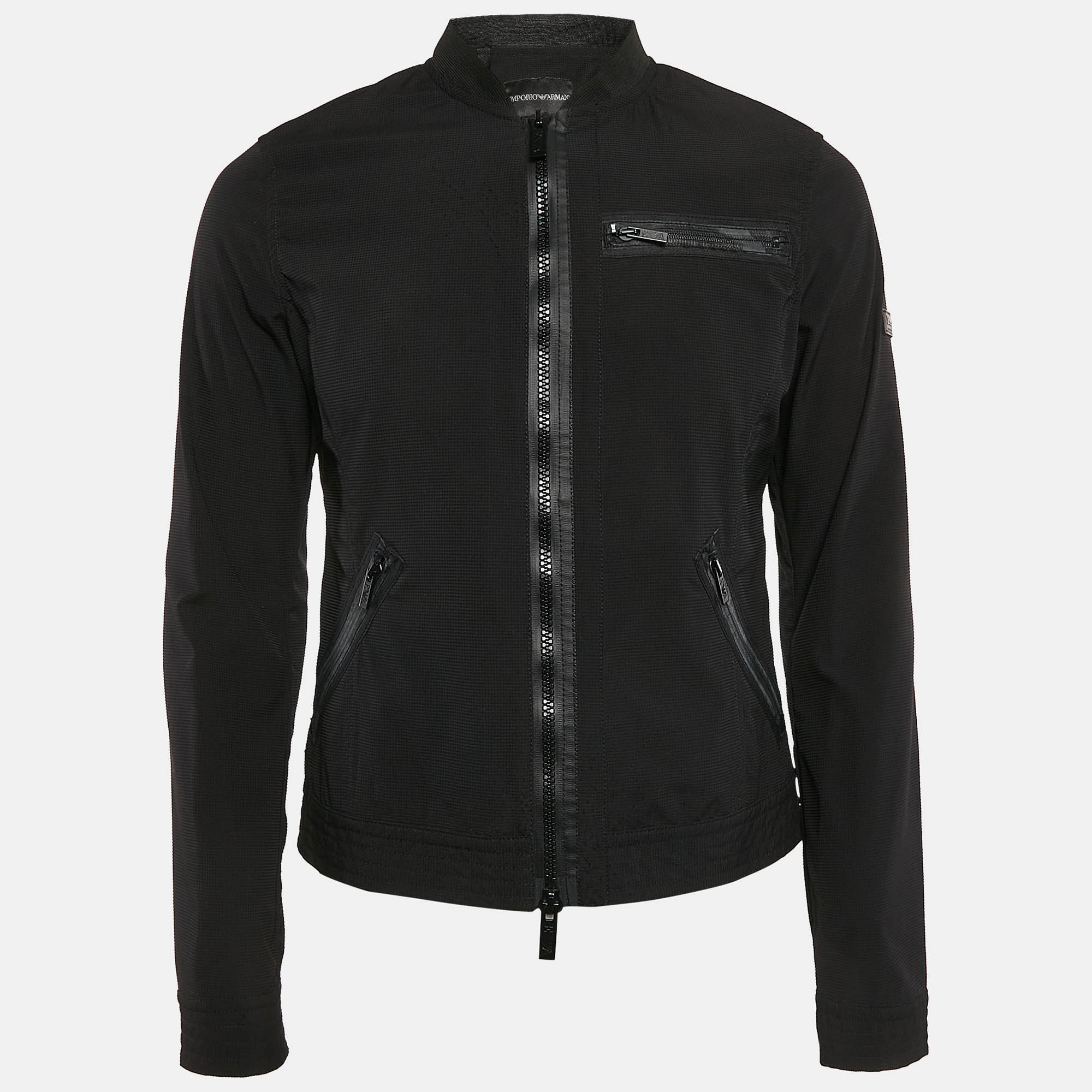 

Emporio Armani Black Textured Synthetic Johnny Slim Fit Jacket