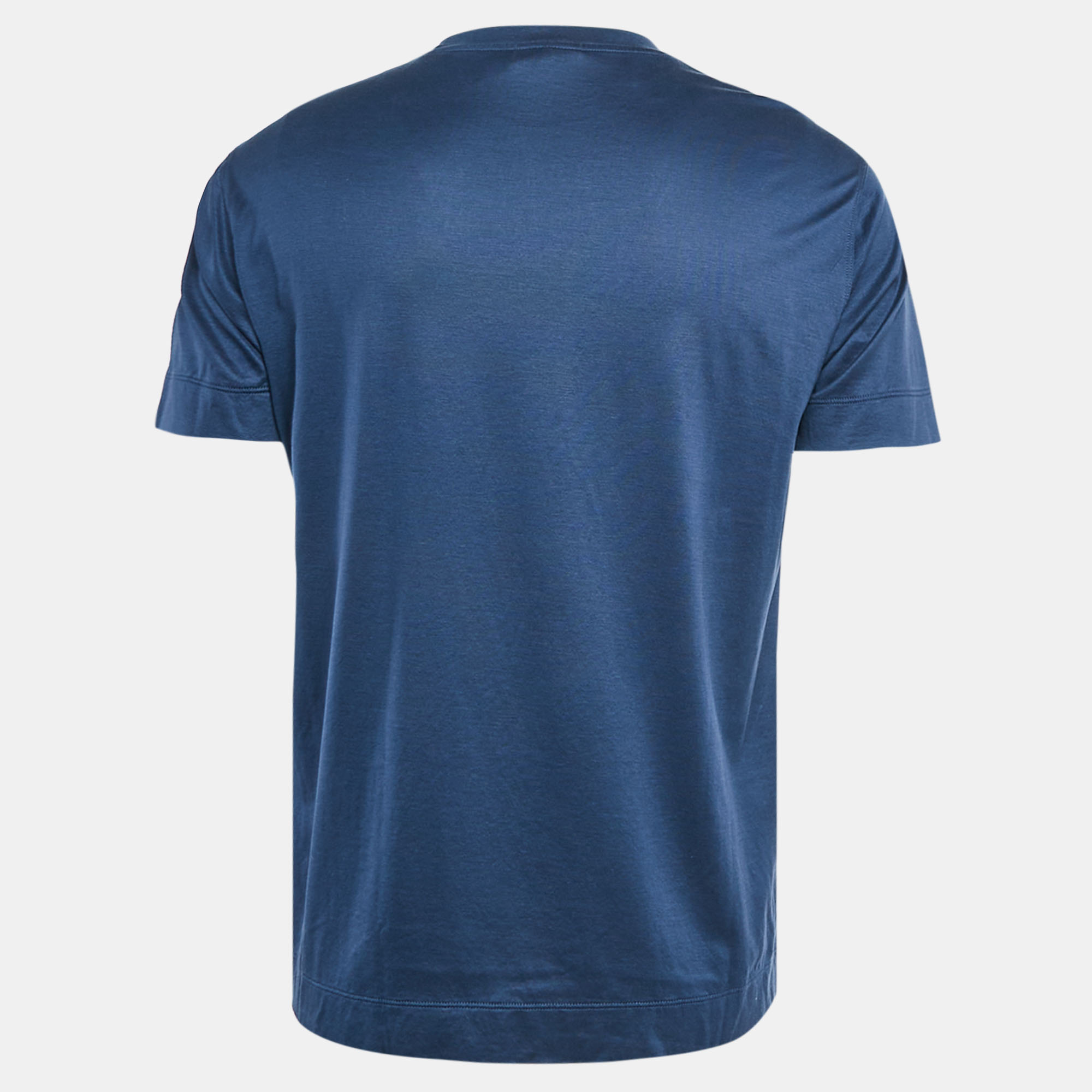 Emporio Armani Navy Blue Logo Embroidered Jersey T-Shirt XL 