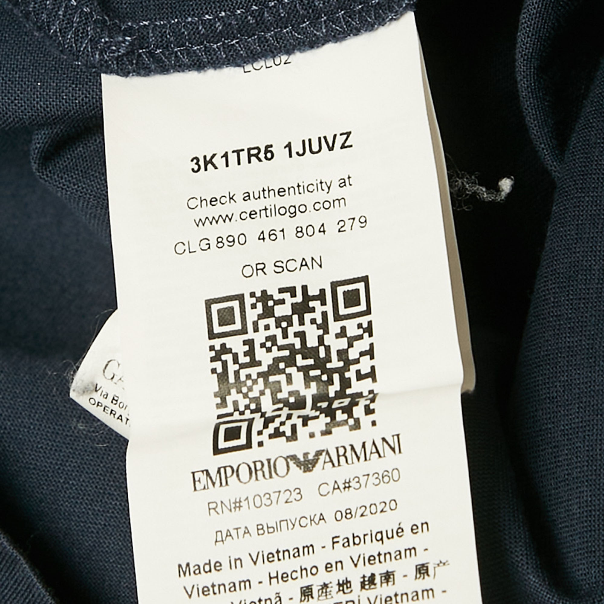 Emporio Armani Navy Blue Logo Embroidered Jersey T-Shirt XL 