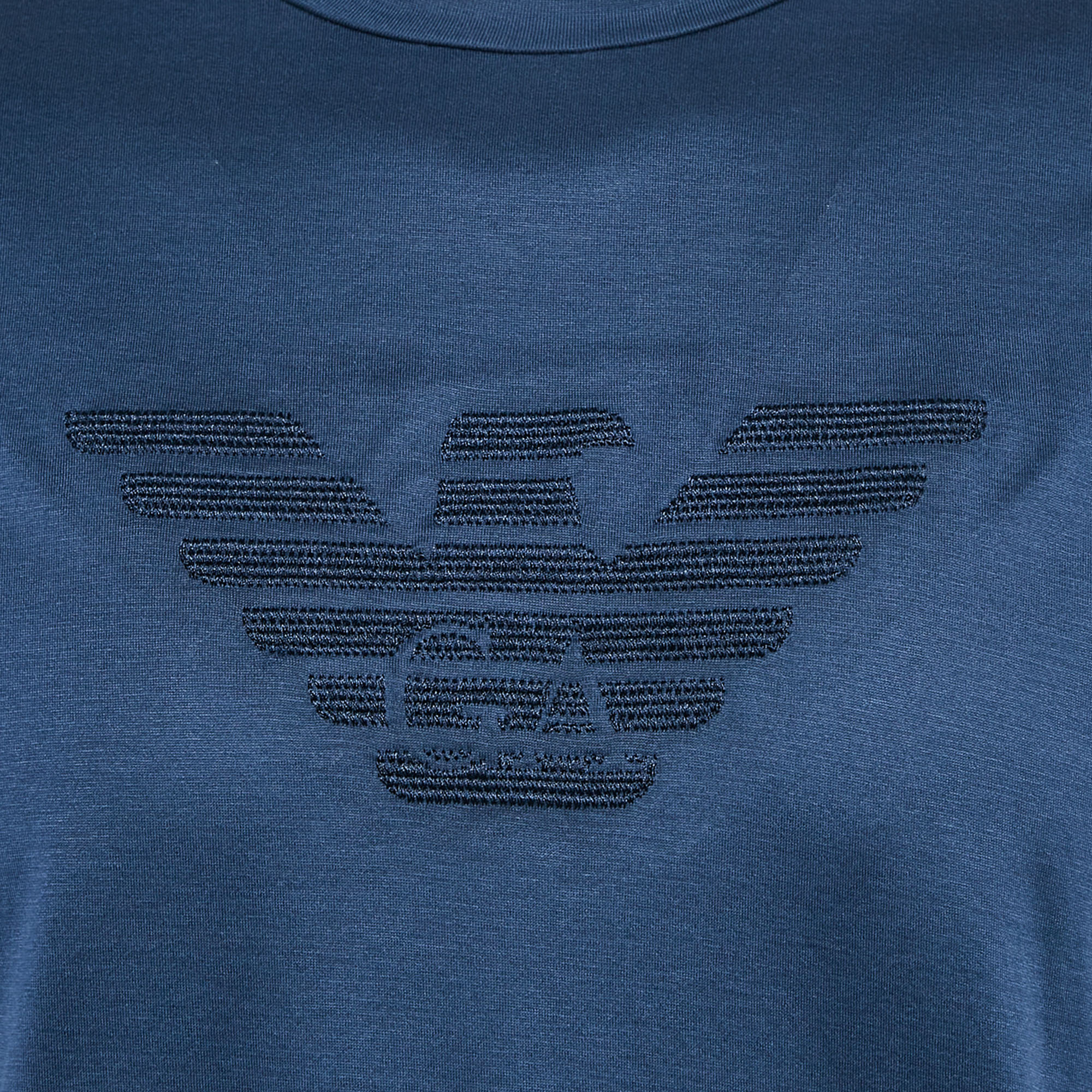 Emporio Armani Navy Blue Logo Embroidered Jersey T-Shirt XL 