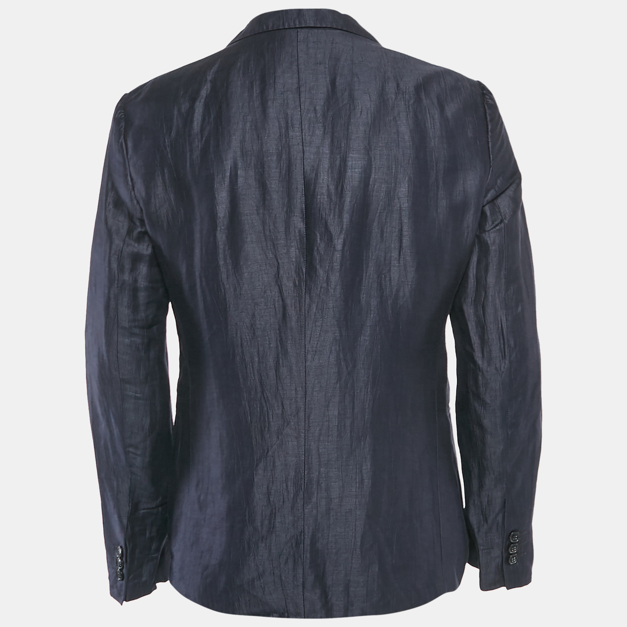Emporio Armani Blue Line Blue Linen Single Breasted Blazer M 
