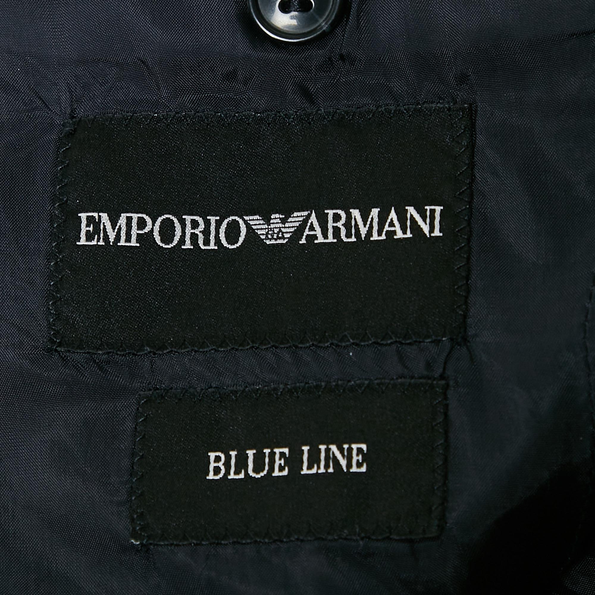 Emporio Armani Blue Line Blue Linen Single Breasted Blazer M 